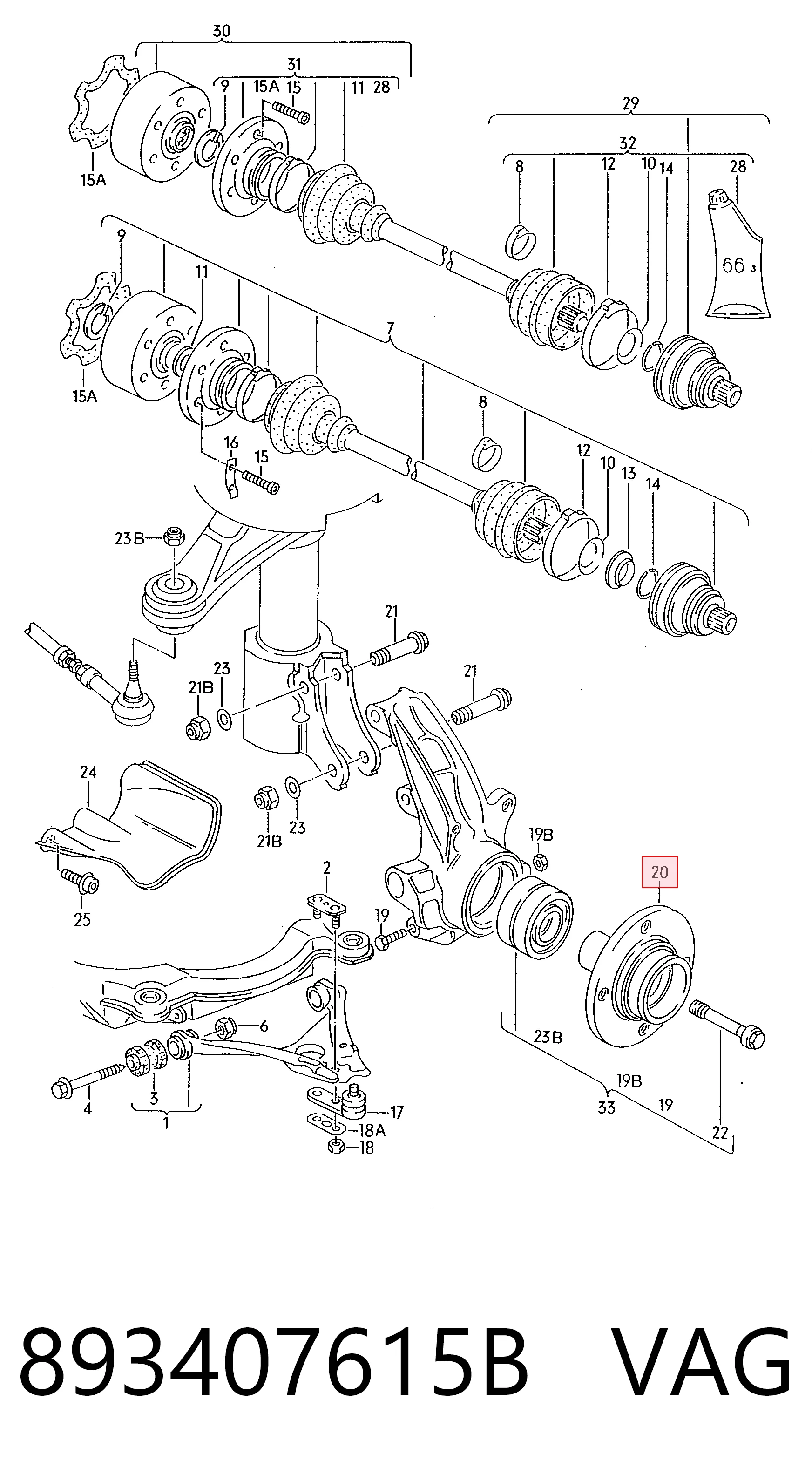  Buje de rueda delantero Audi 80 