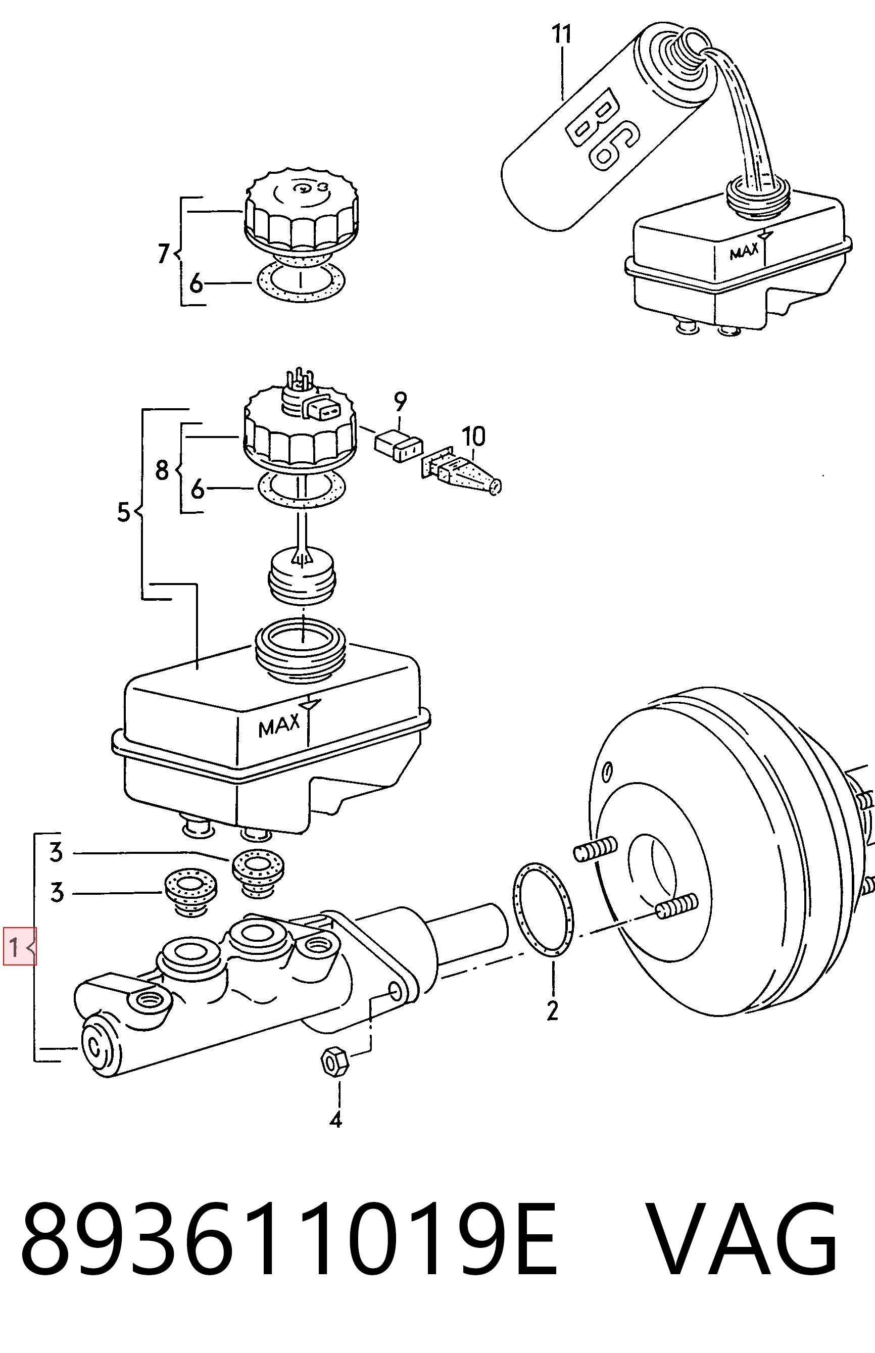 Cilindro principal de freno Audi 80  (89, 89Q, 8A)
