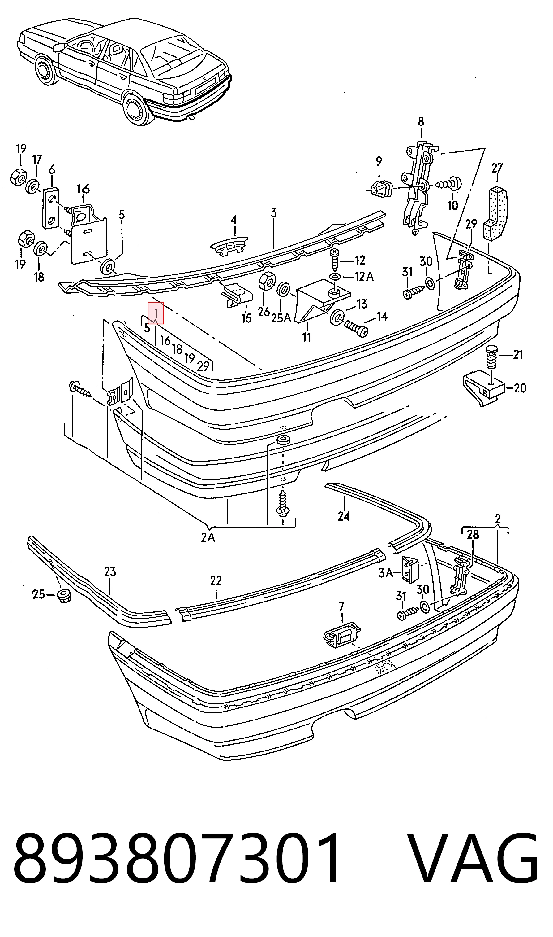 Comprar Parachoques trasero Audi 80  89, 89Q, 8A a bajo precio