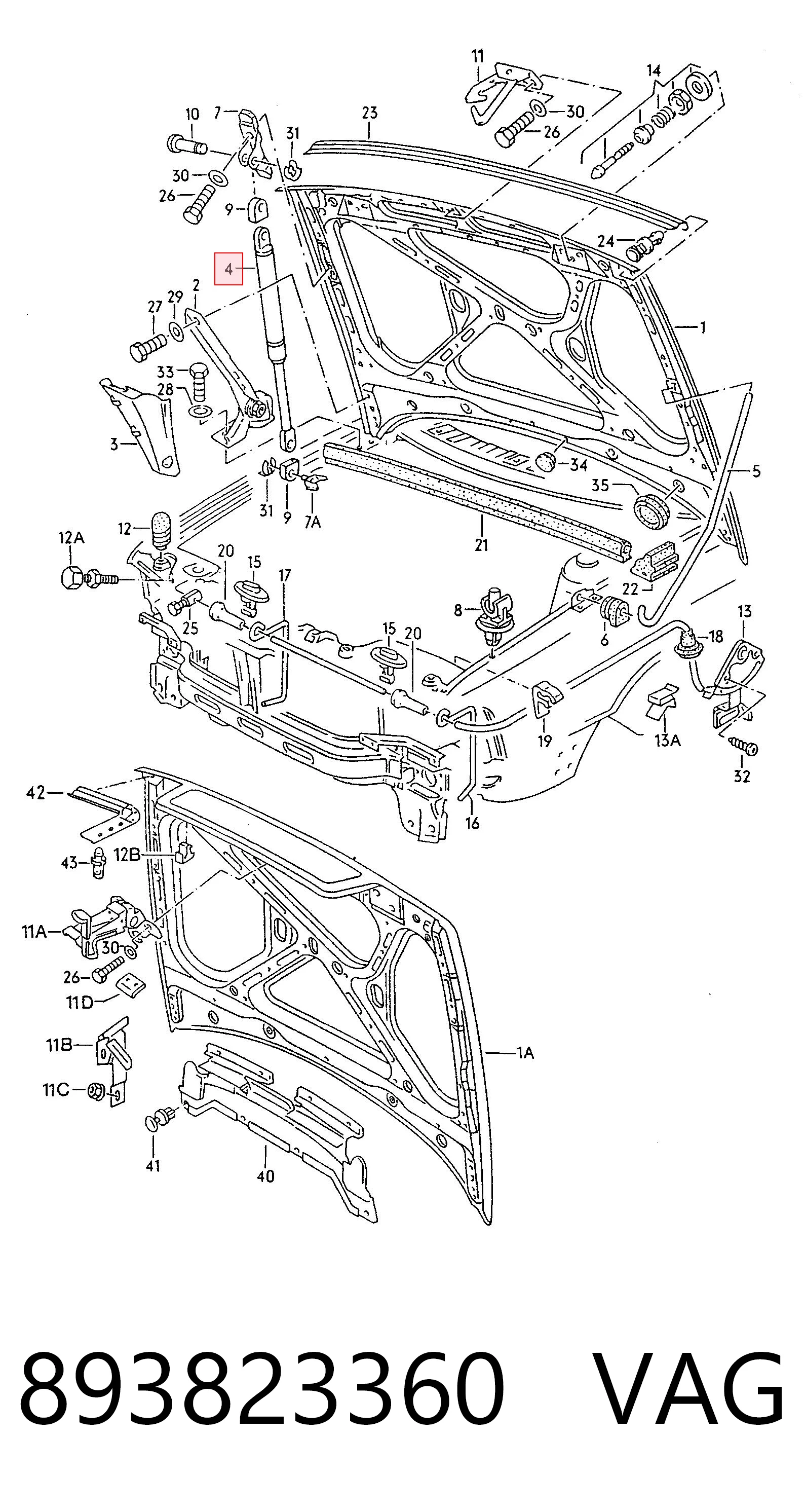 Comprar Amortiguador de capó Audi 80  89, 89Q, 8A a bajo precio