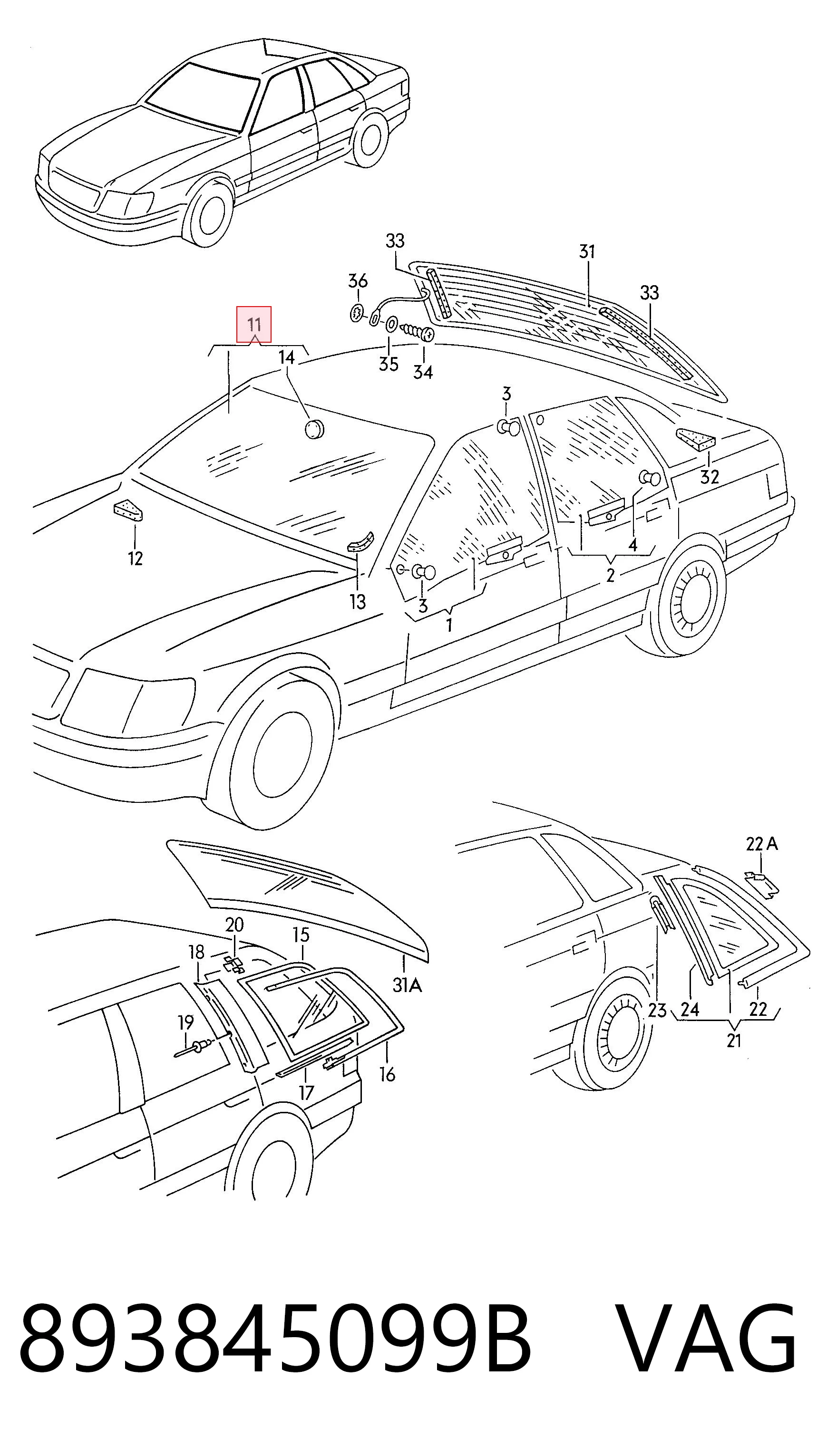 Parabrisas para Audi 80 8C2