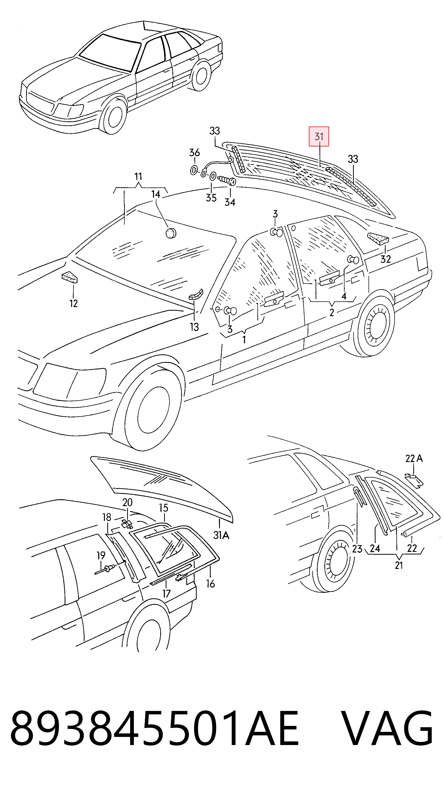 Comprar Luneta trasera Audi 80 89, 89Q, 8A a bajo precio