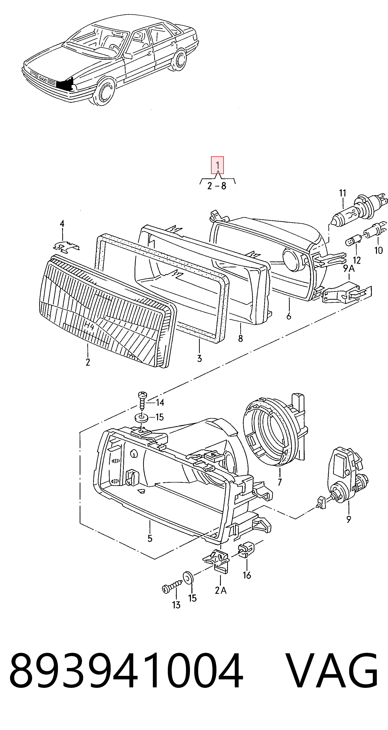 Faros para Audi 80 B3 89, 89Q, 8A