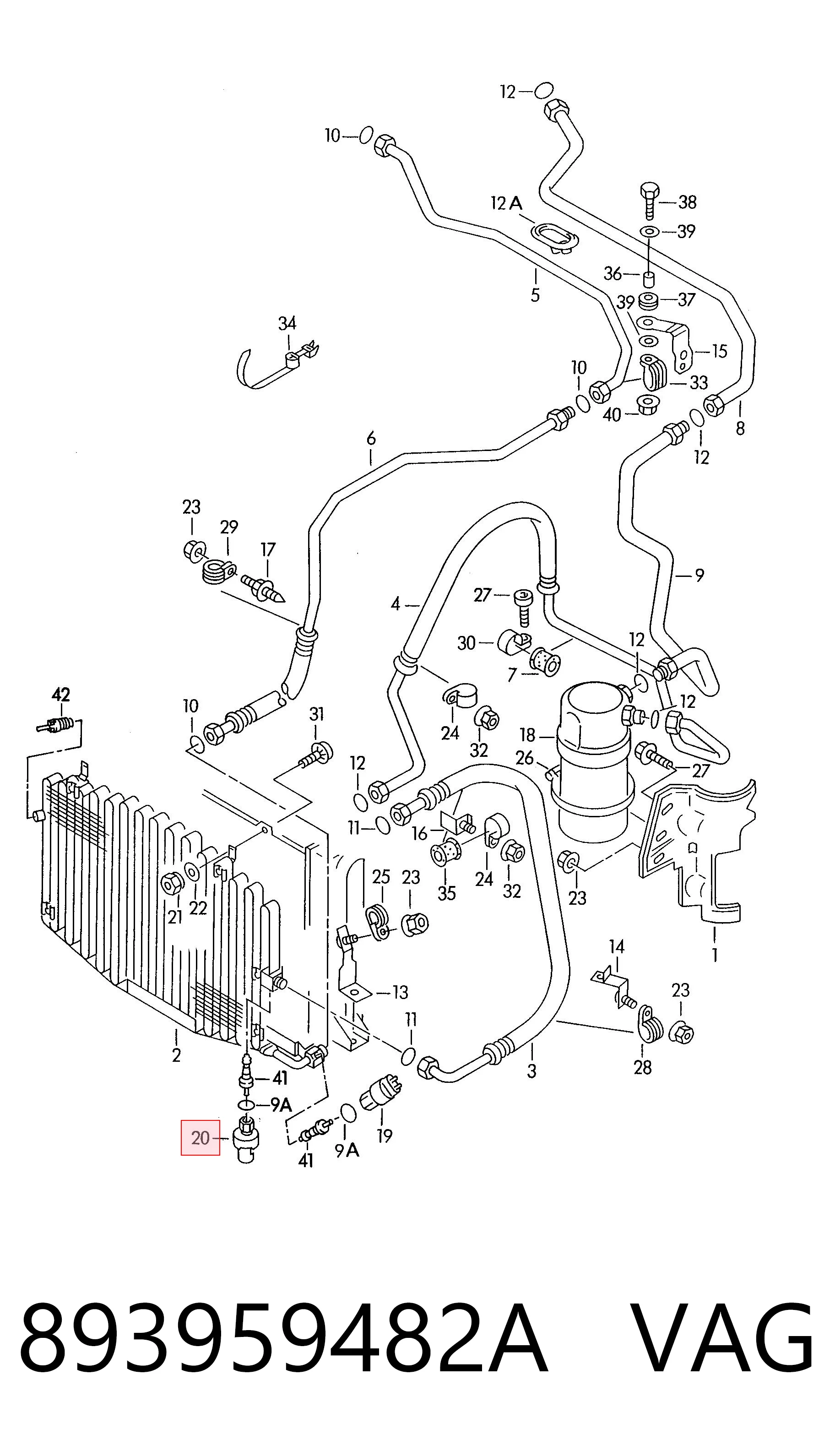  Sensor de presion de aire acondicionado Audi 80 