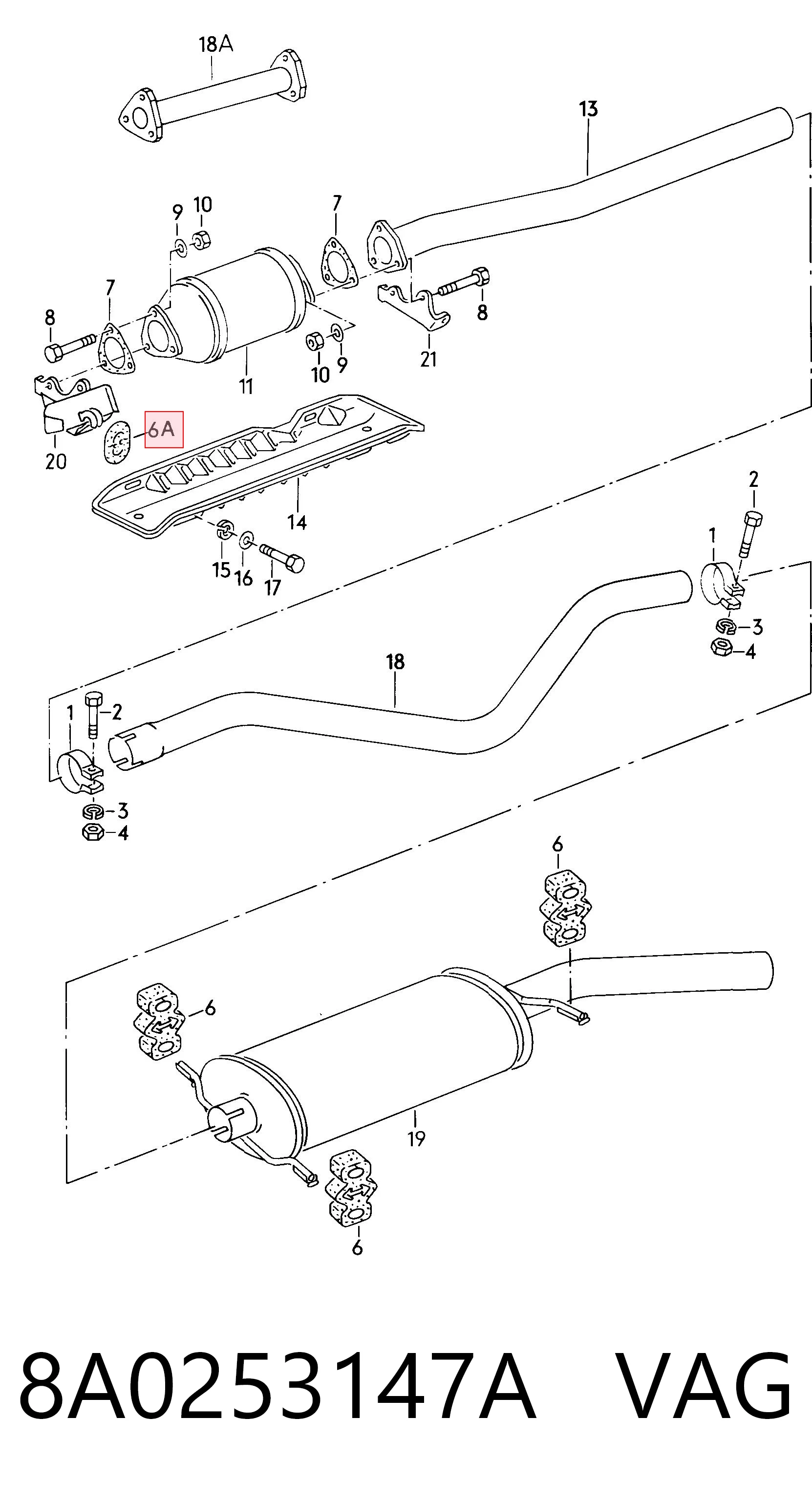 8A0253147A VAG Soporte de escape