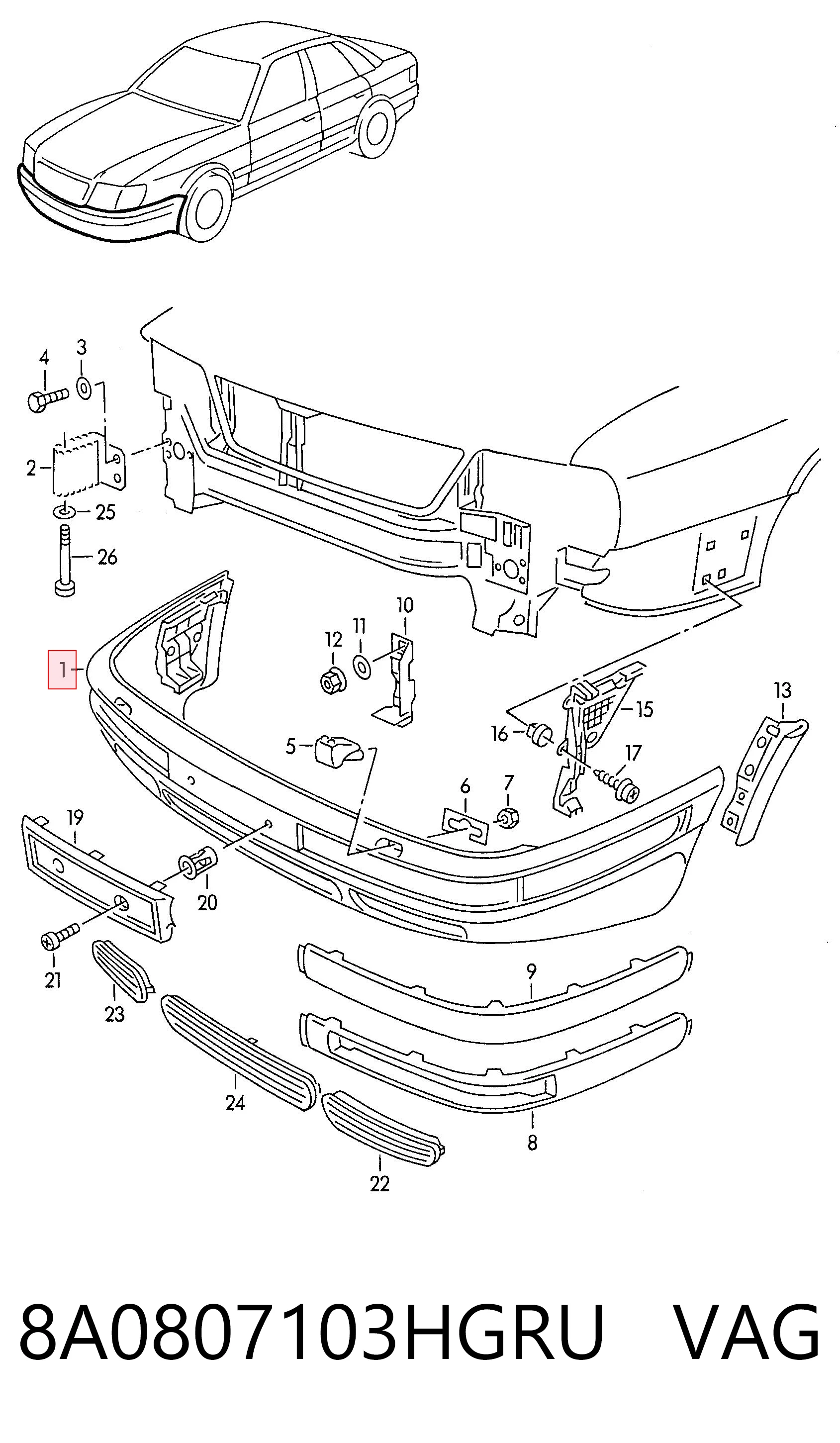 Comprar Parachoques delantero Audi 80  8C2 a bajo precio