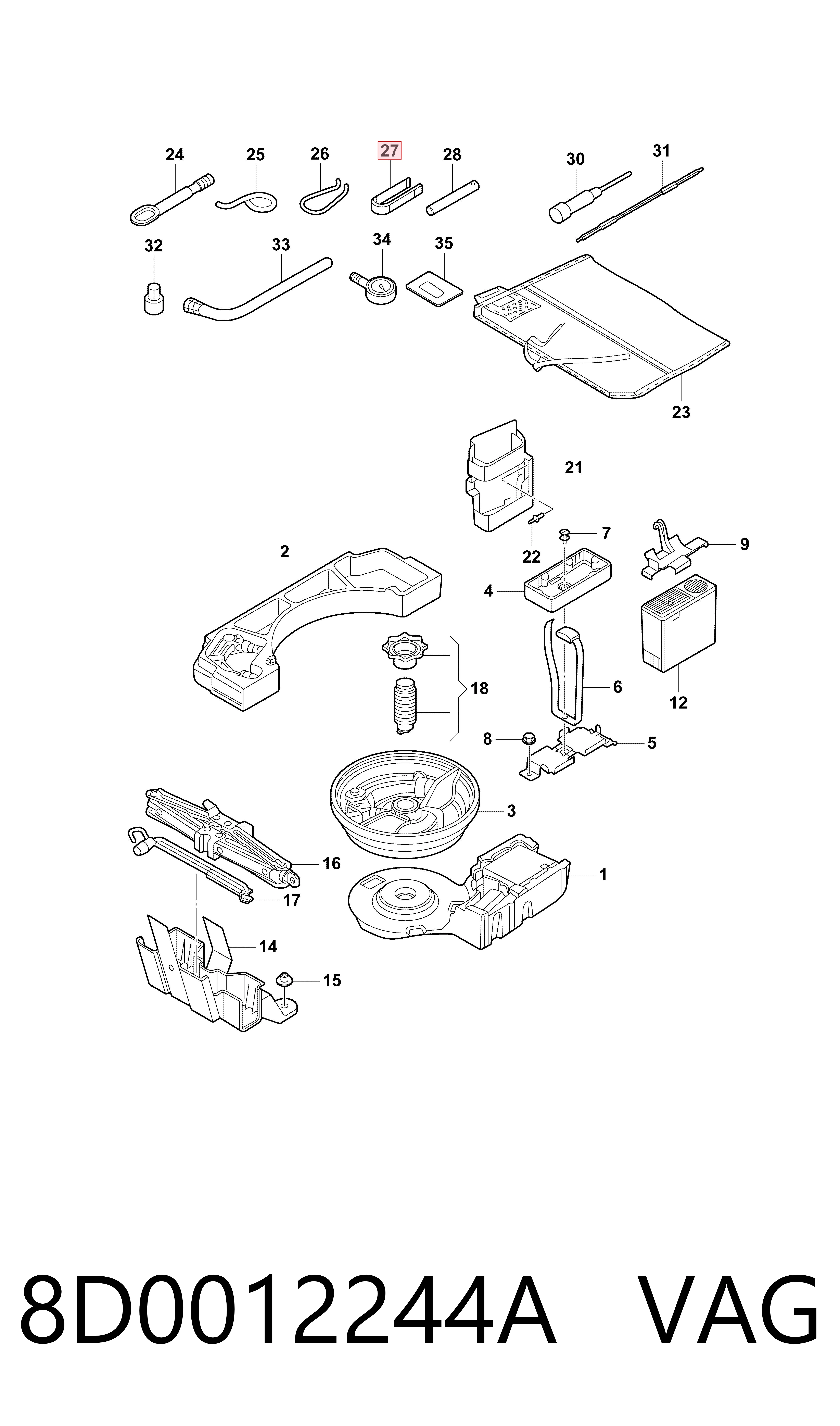 Tapa de rueda VAG 8D0012244A precio, desde 3,52 EUR