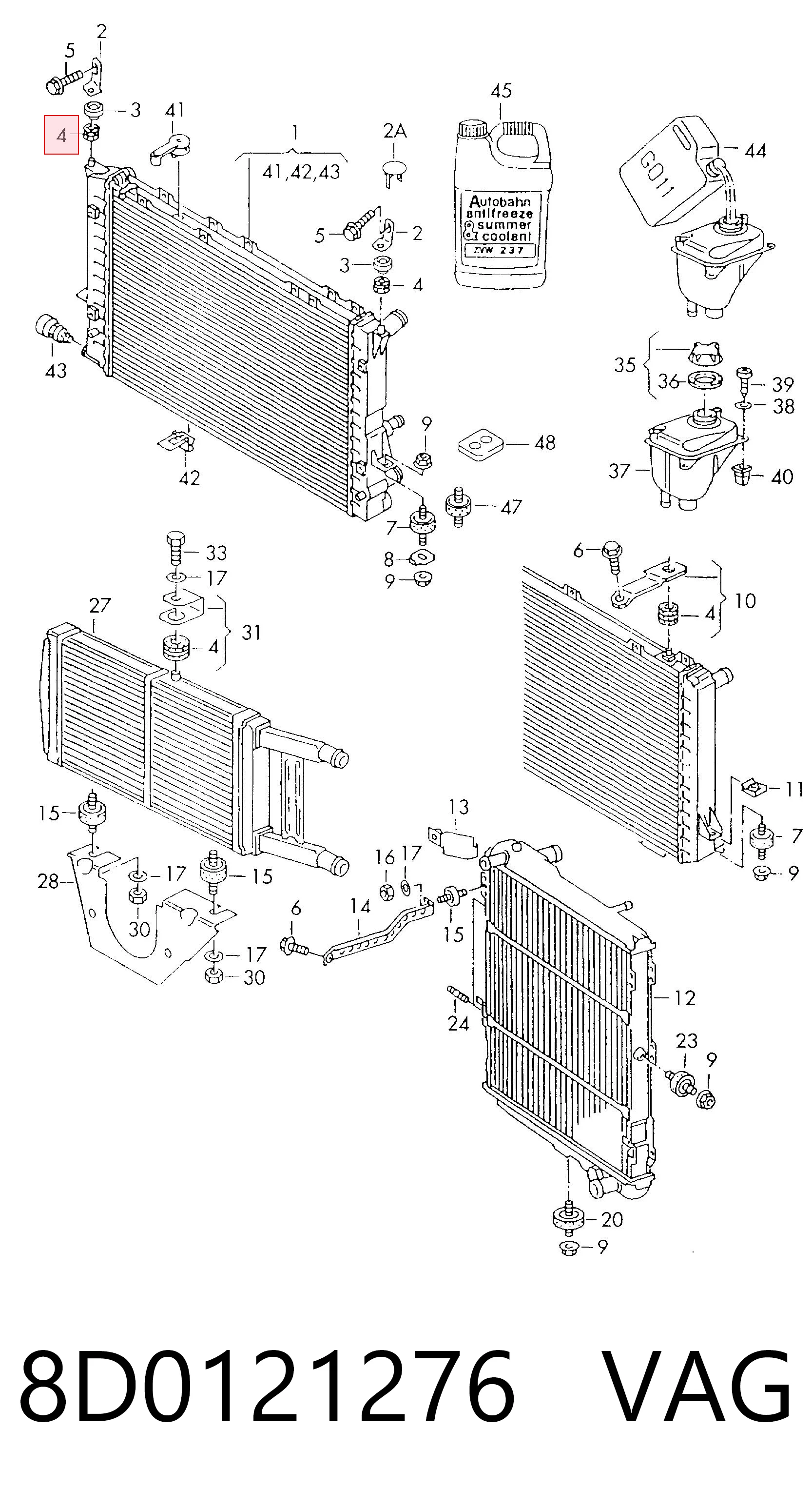 8D0121276 VAG Soporte superior de radiador
