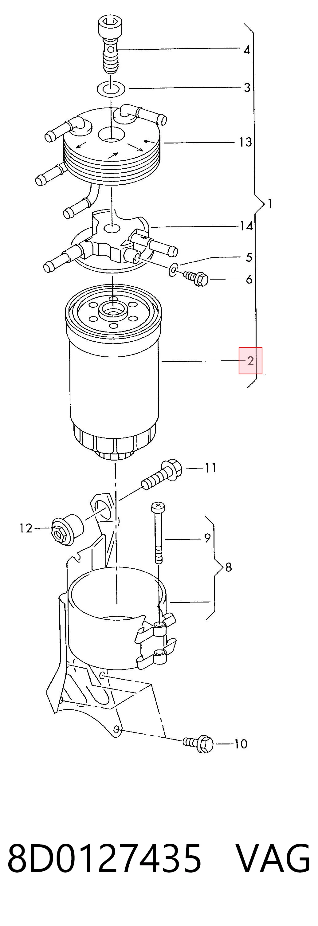 8D0127435 VAG Filtro de gasolina