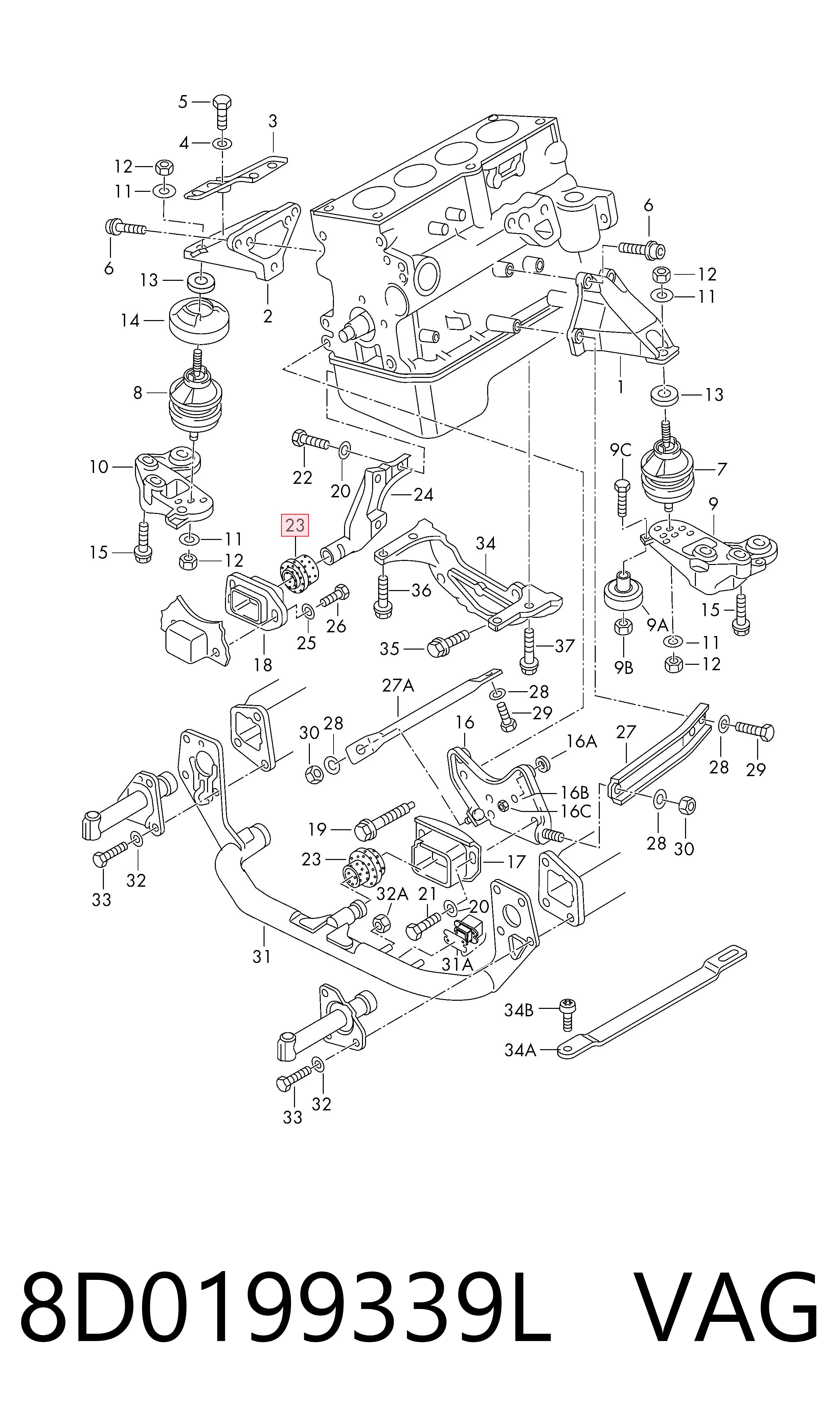 8D0199339L VAG Soportes de motor delantero