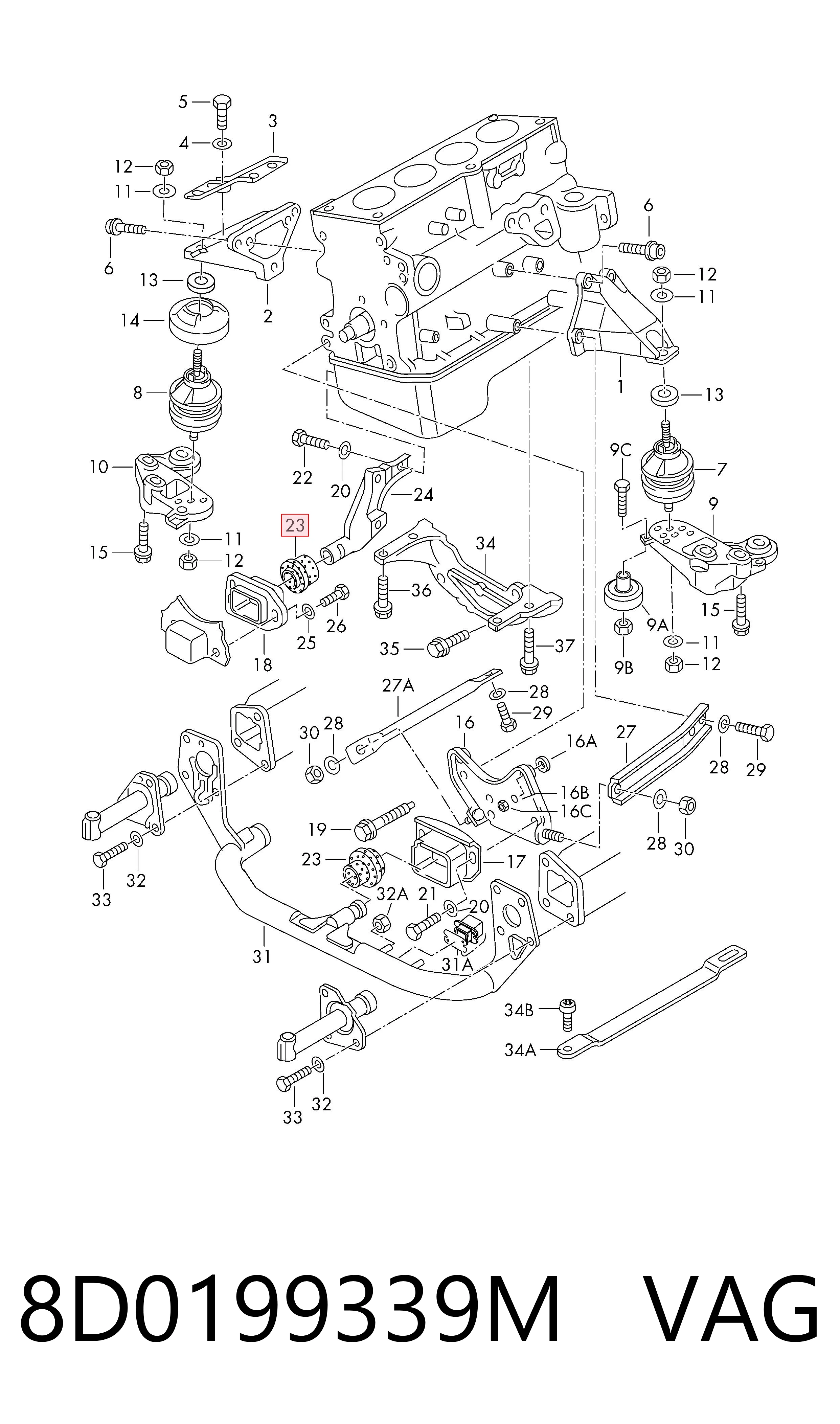 8D0199339M VAG Soportes de motor delantero