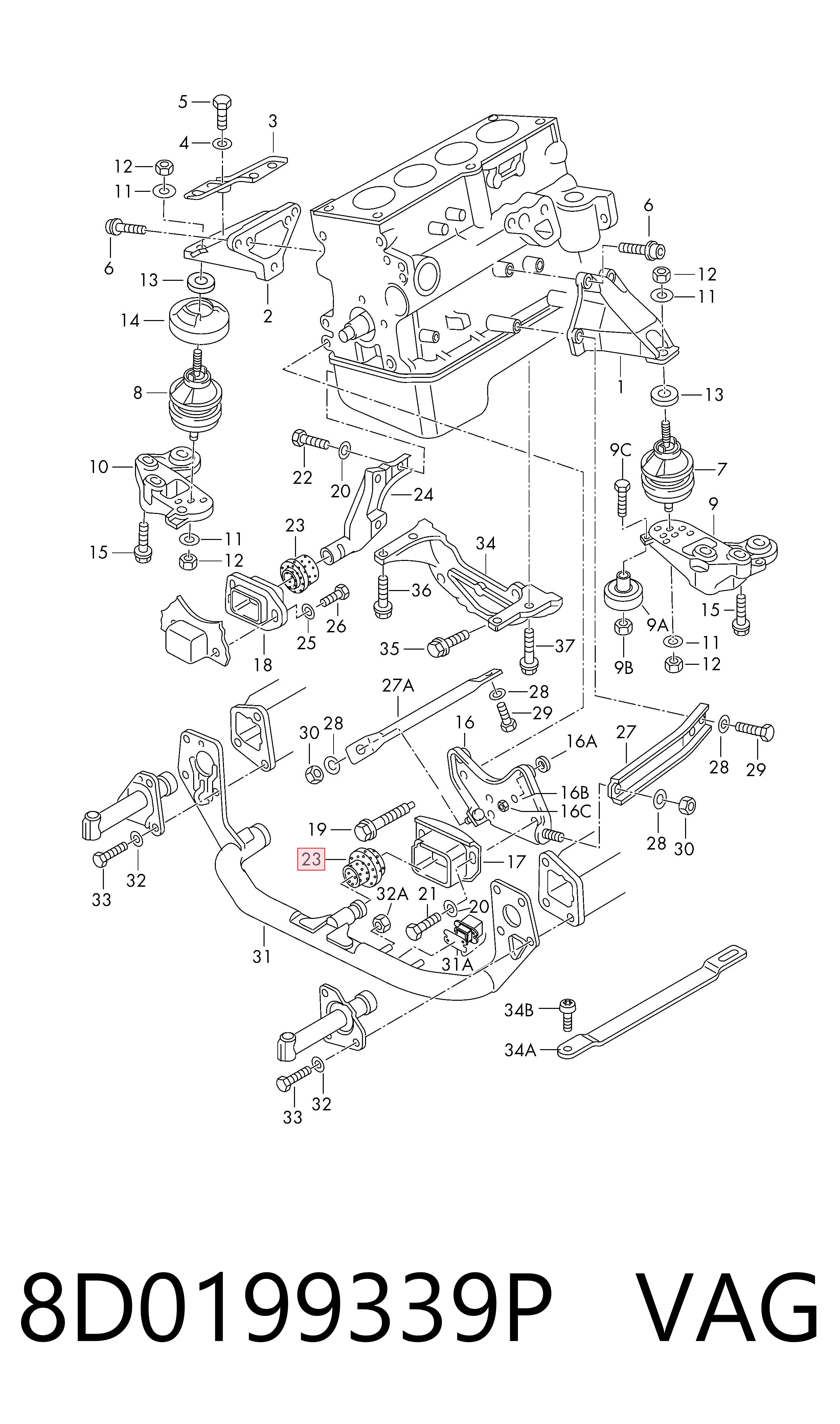 8D0199339P VAG Soportes de motor delantero