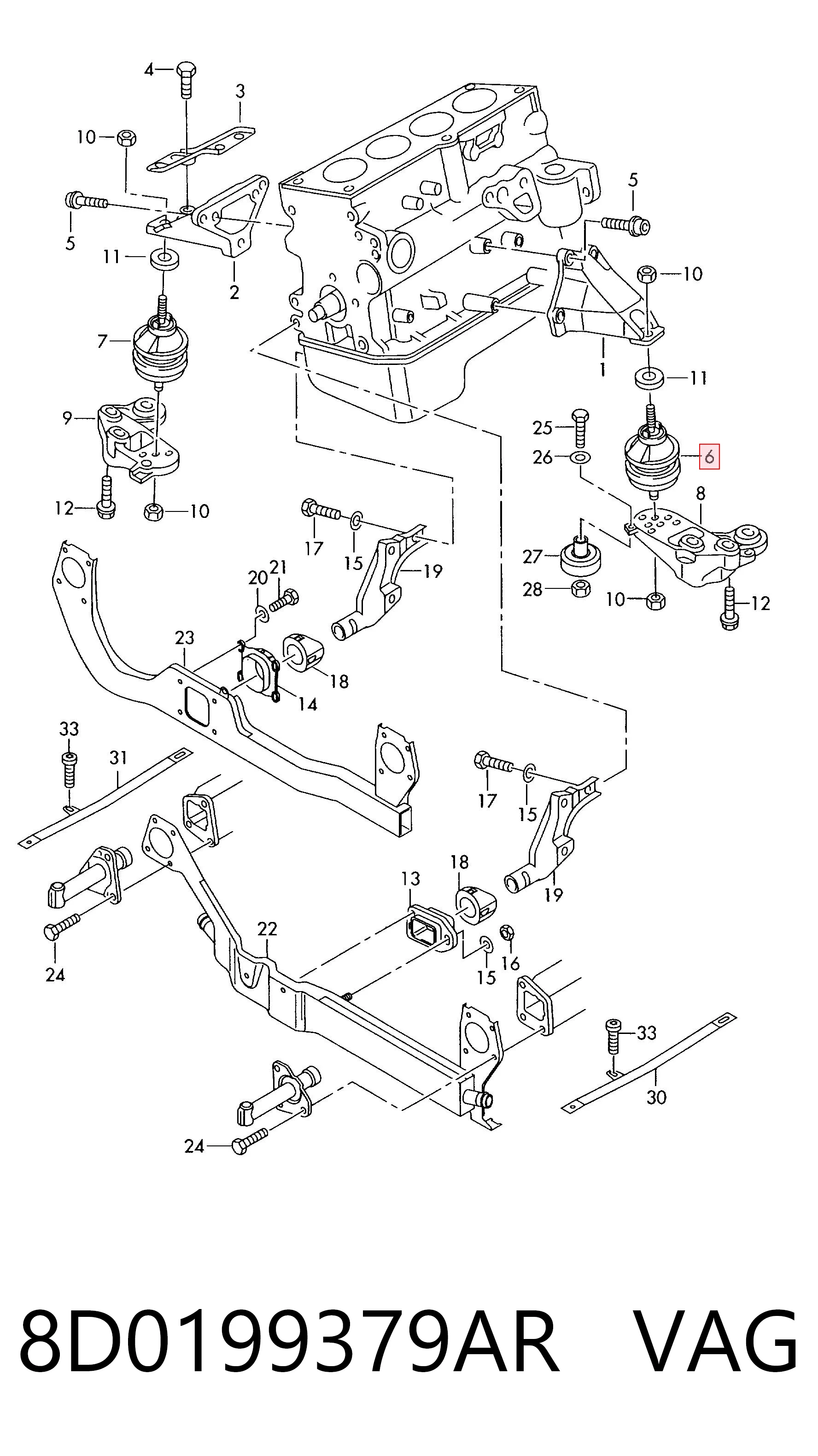 8D0199379AR VAG Soporte de motor izquierdo