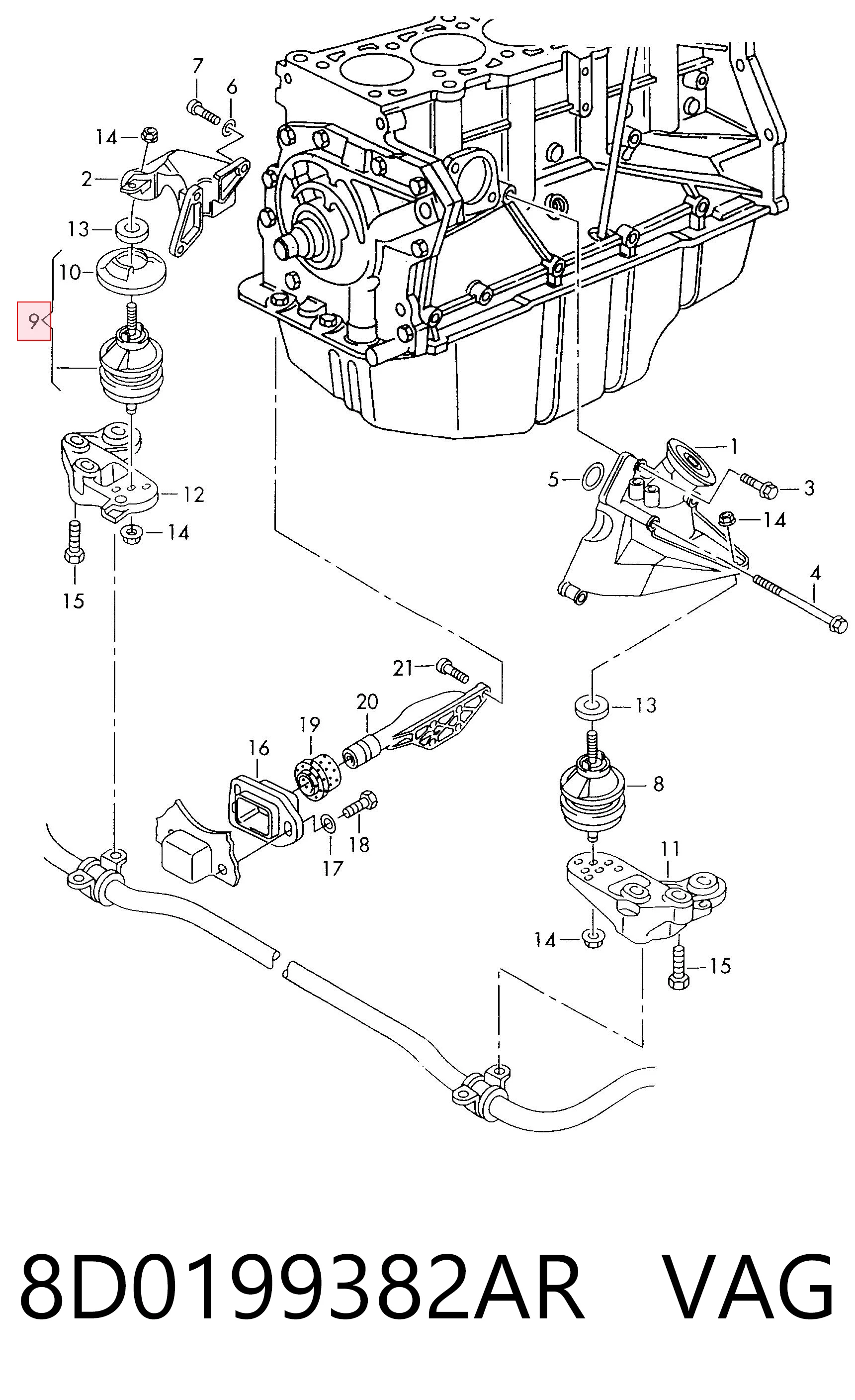 8D0199382AR VAG Soporte de motor derecho