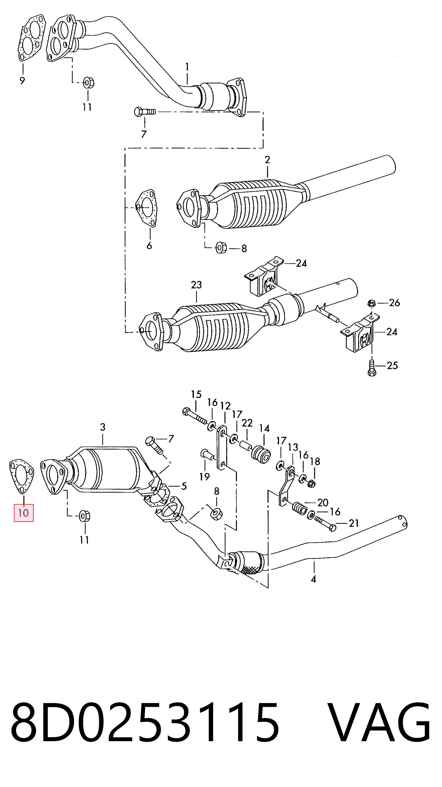 Comprar 8D0253115 VAG Junta del catalizador
