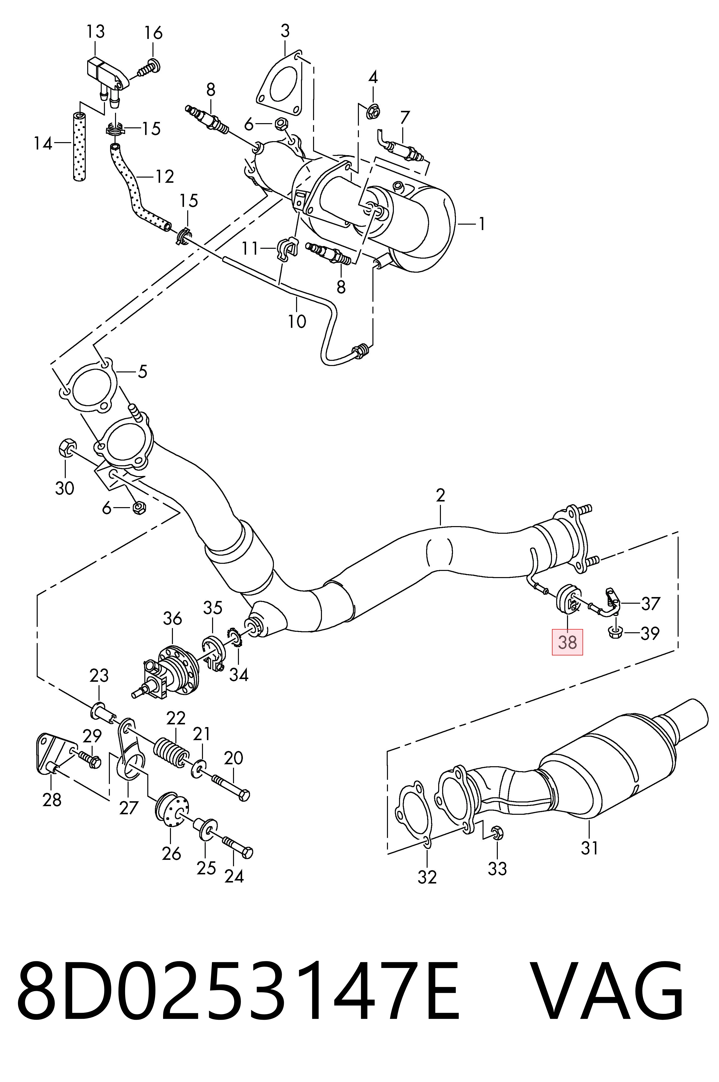 8D0253147E VAG Soporte de escape