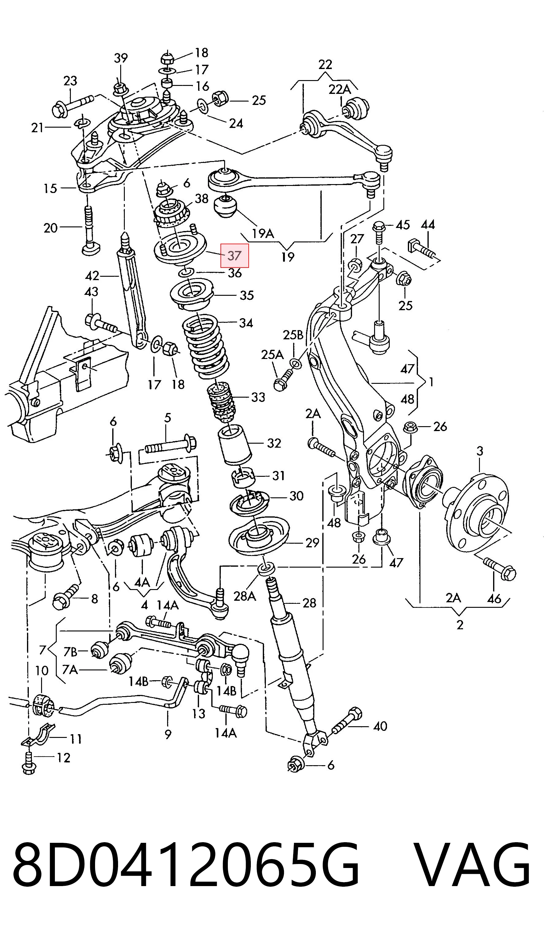 8D0412065G VAG Soporte del amortiguador delantero