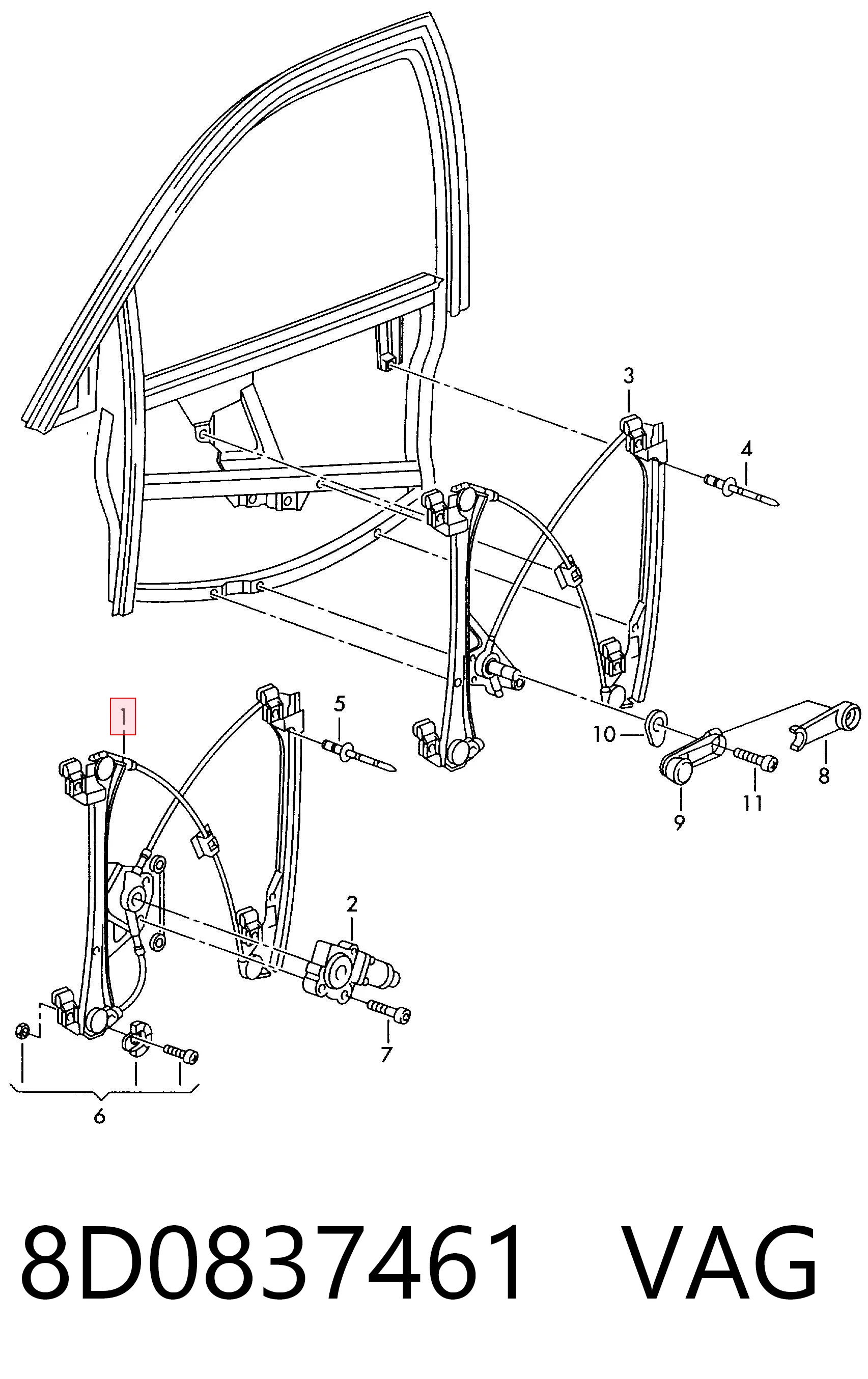 8D0837461 VAG Elevalunas