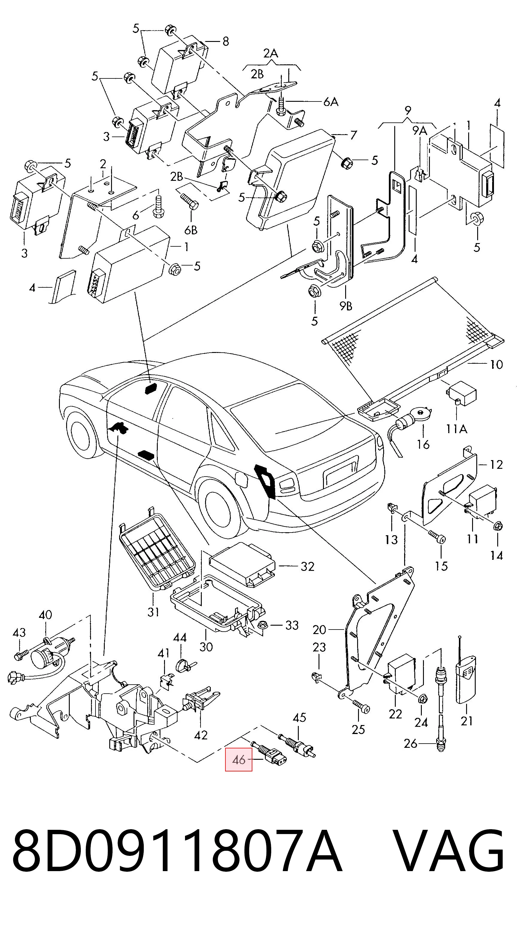 8D0911807A VAG Sensor de posición del pedal de embrague