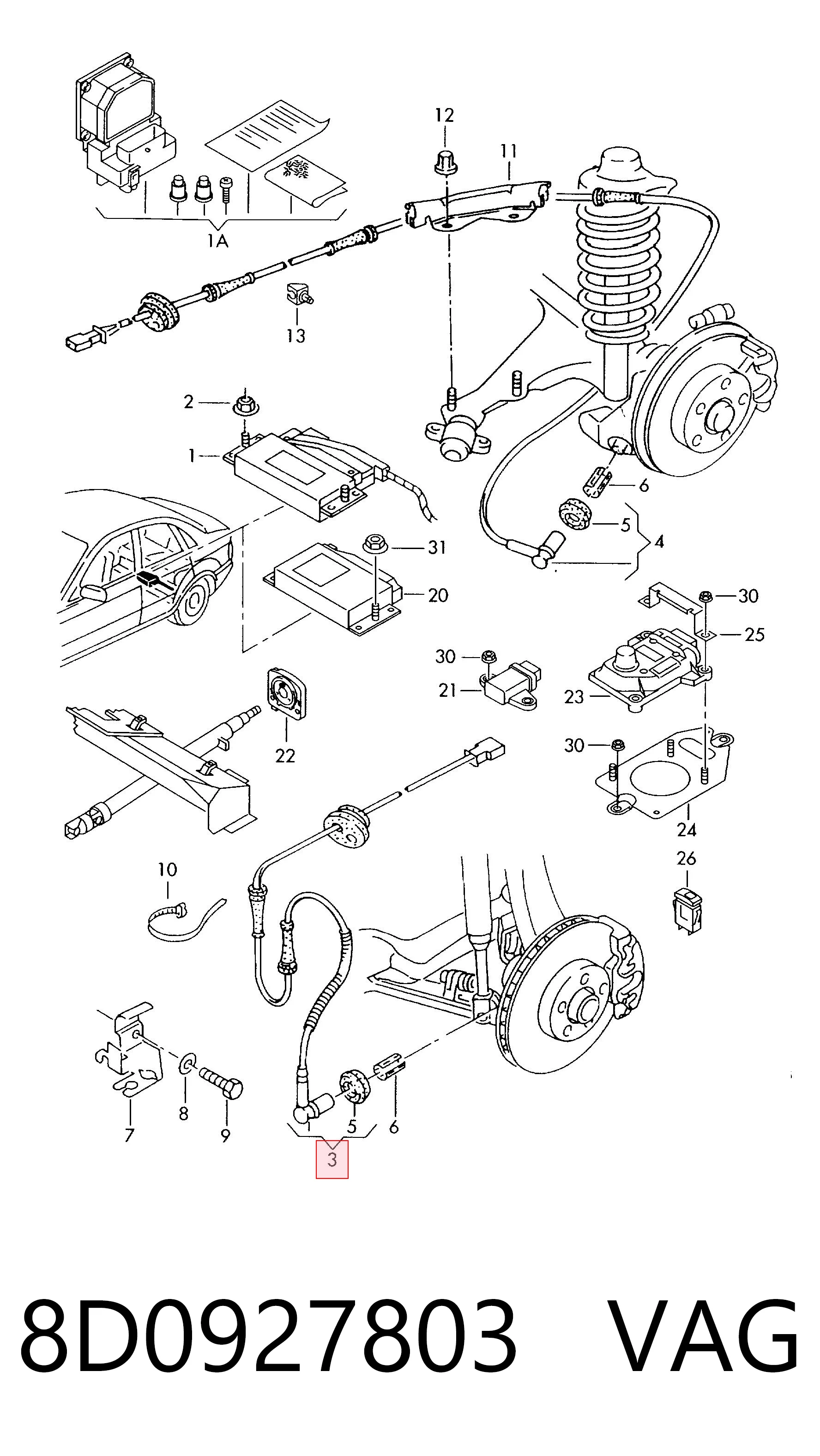 8D0927803 VAG Sensor de rueda abs