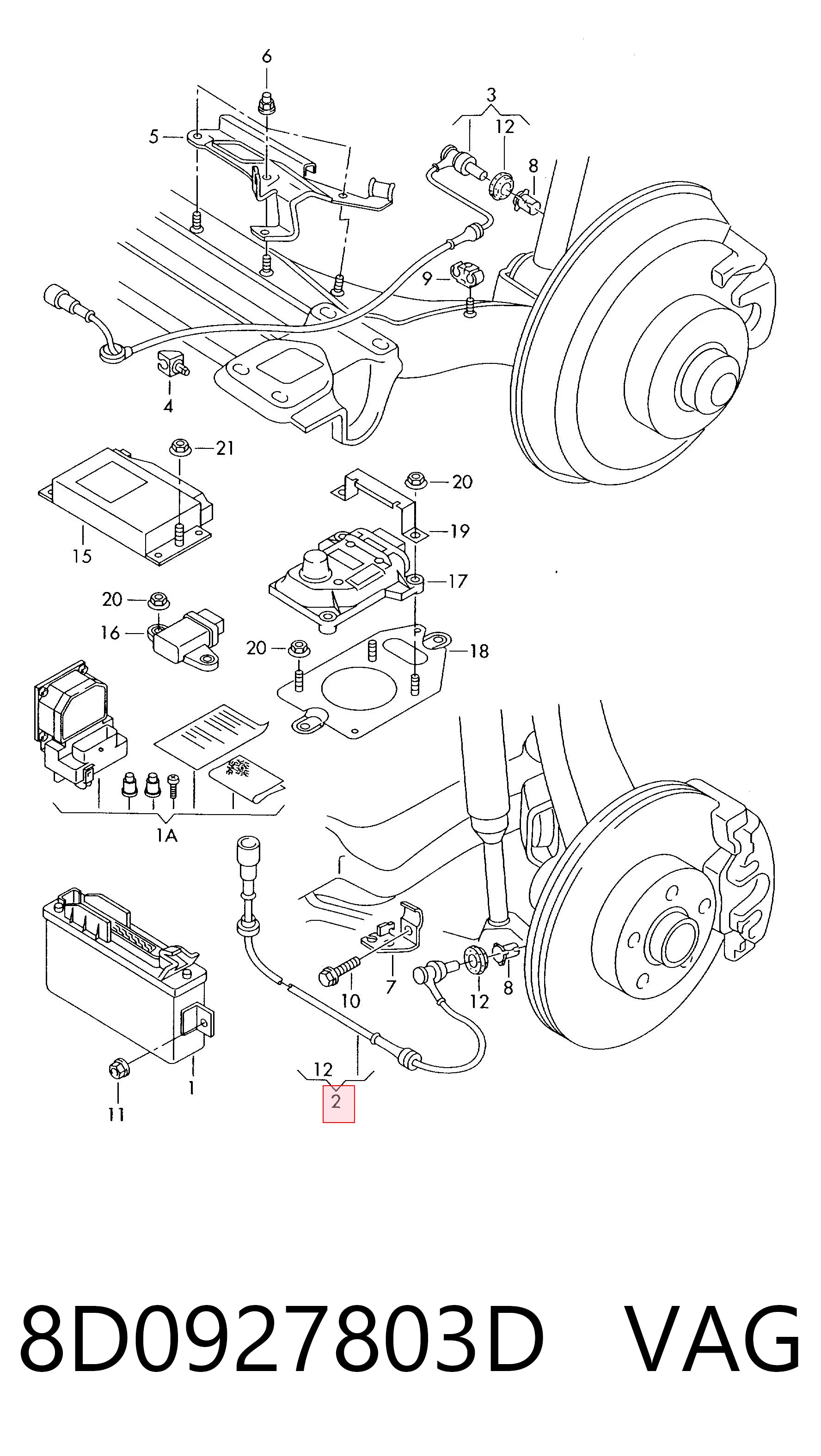 8D0927803D VAG Sensor de rueda abs
