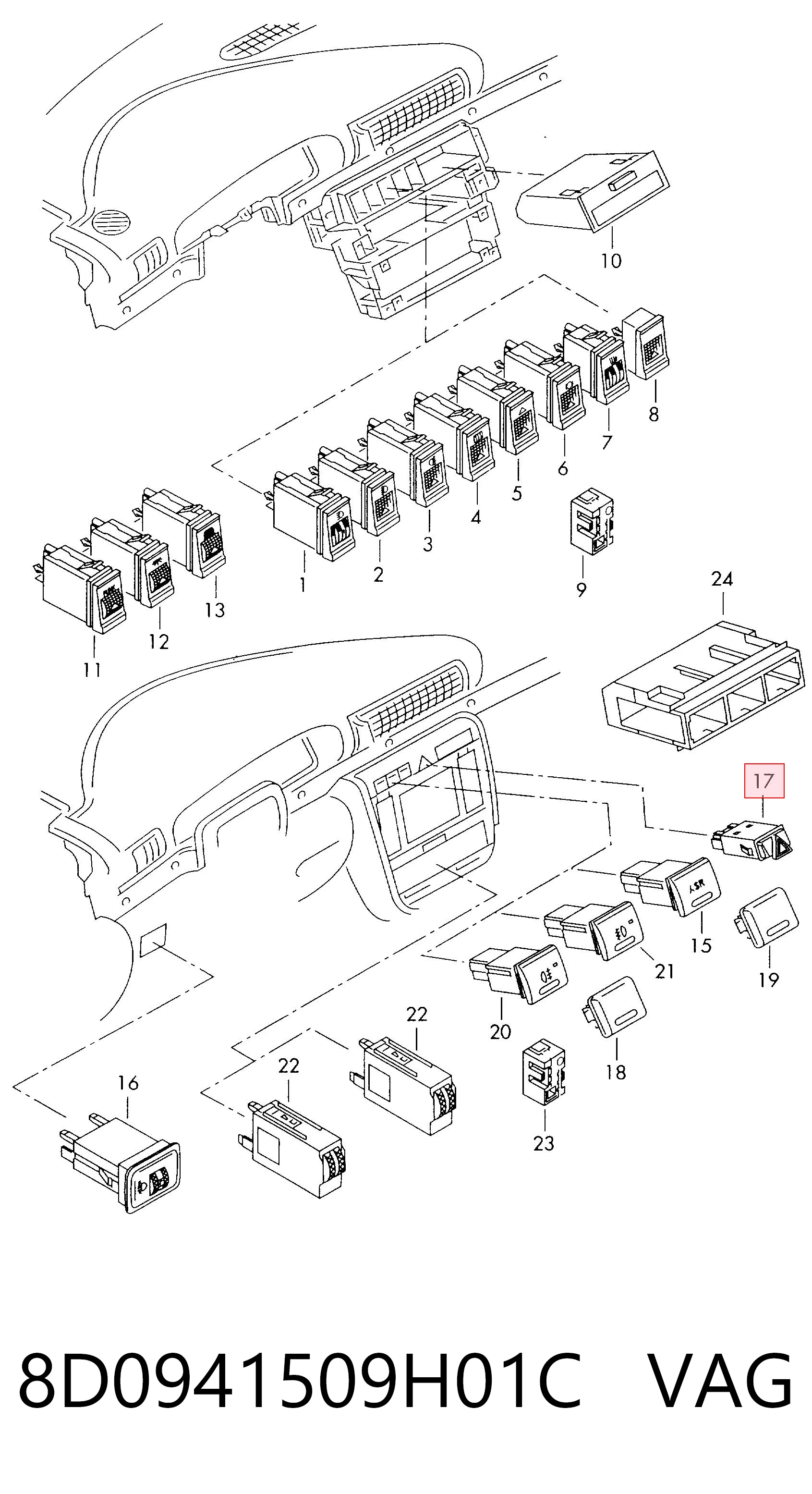 8D0941509H01C VAG Botón de emergencia