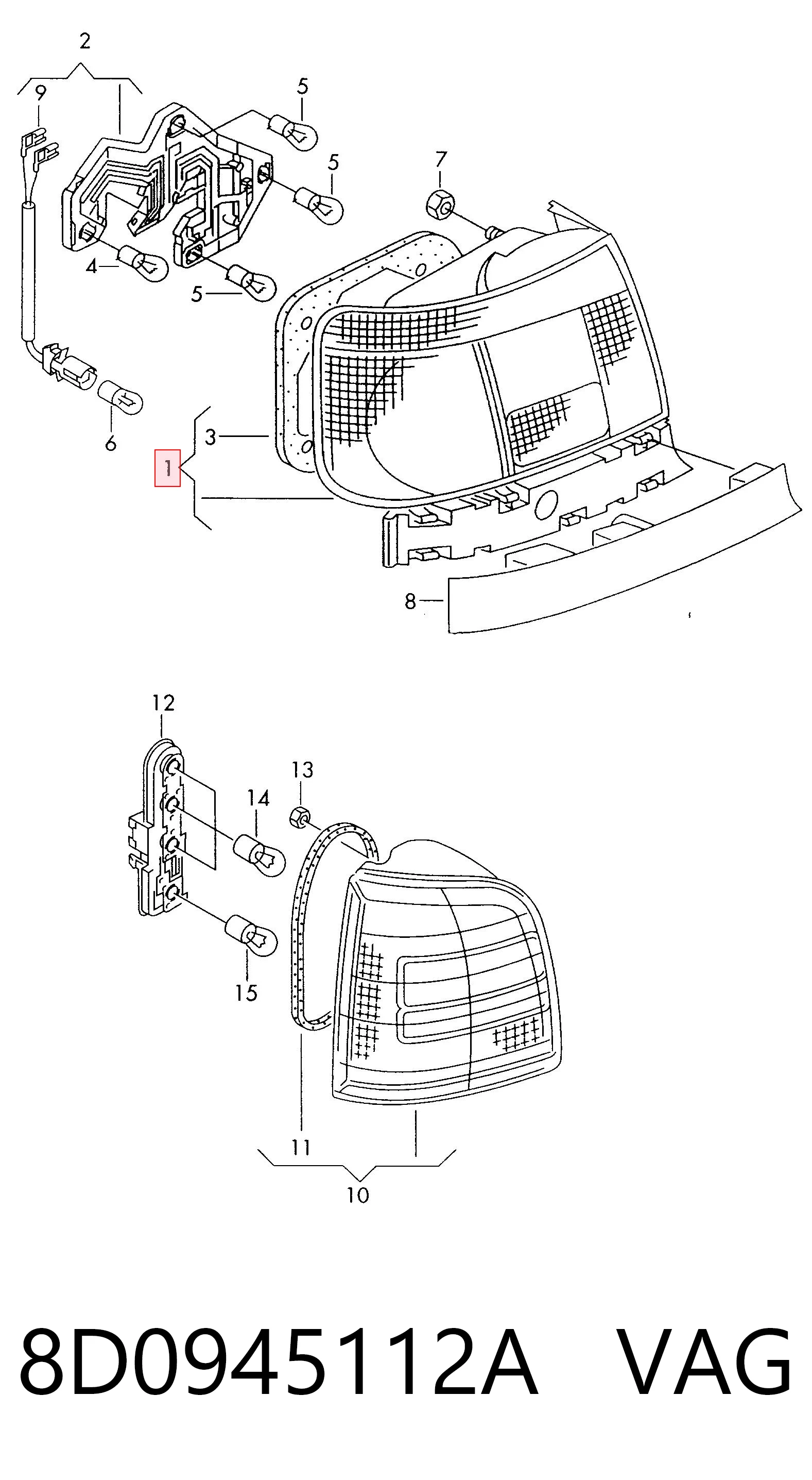 Piloto trasero derecho para Audi A4 8D2