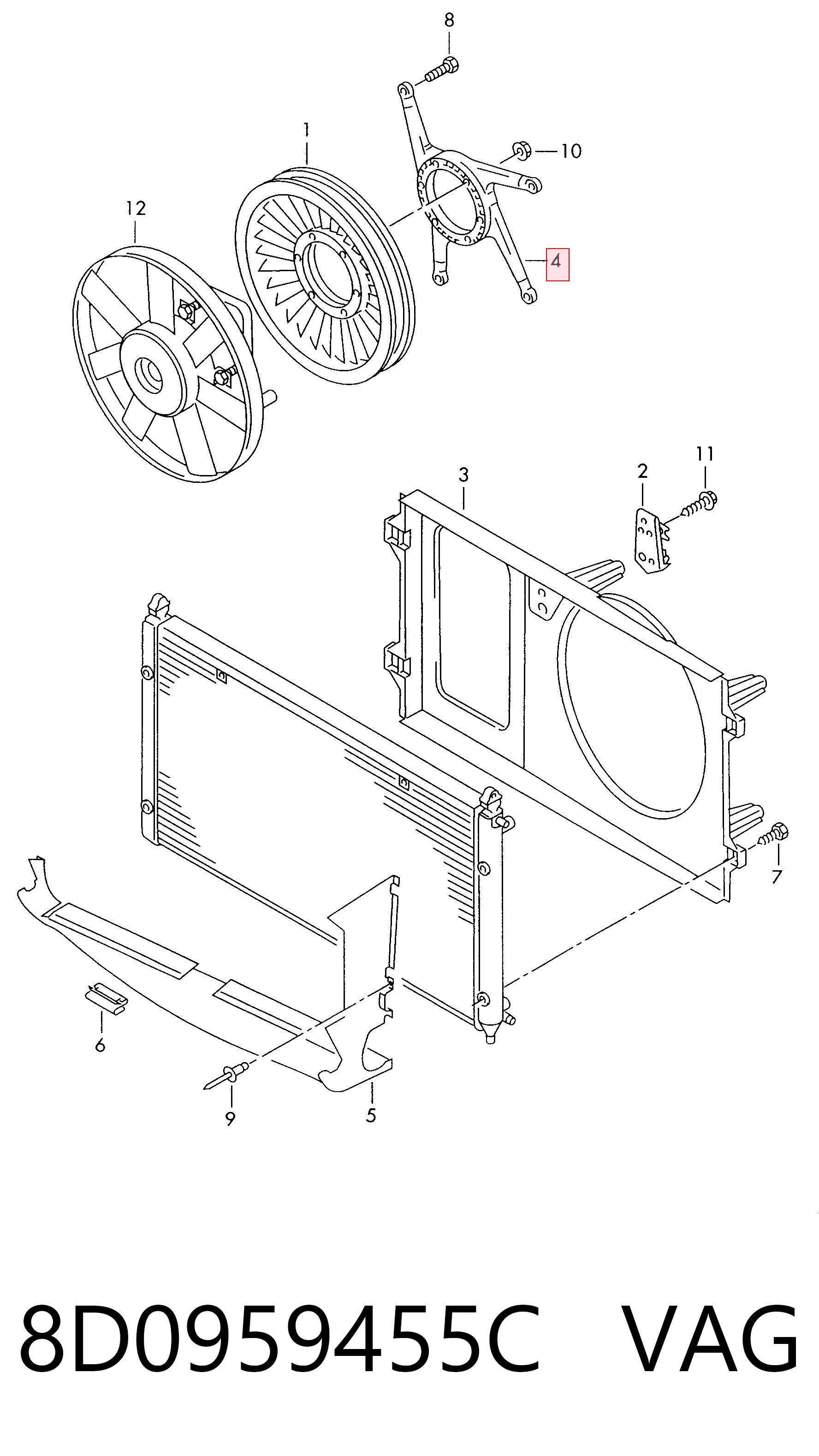 8D0959455C VAG Electroventilador del motor