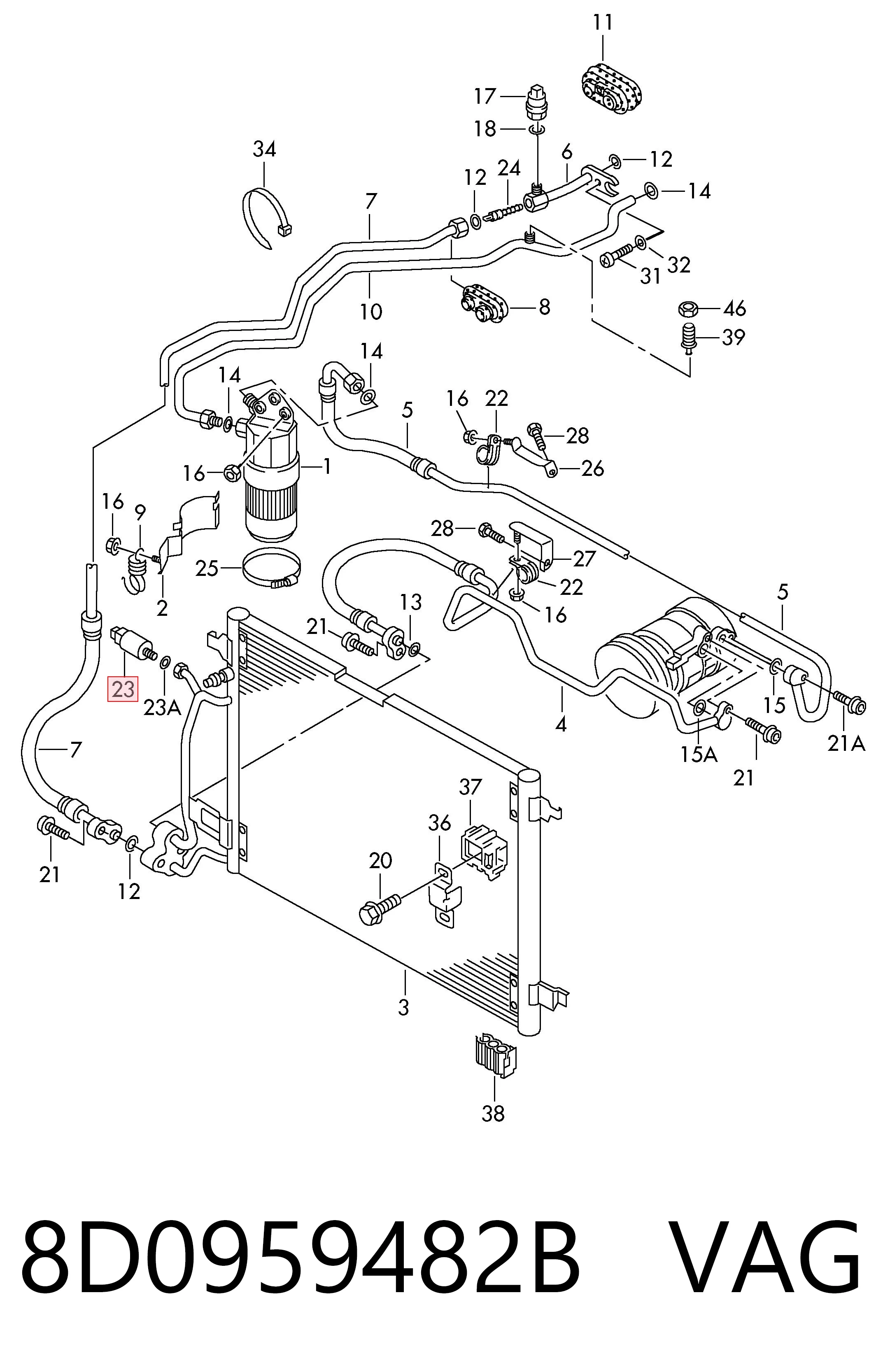 8D0959482B VAG Sensor de baja presion aire acondicionado
