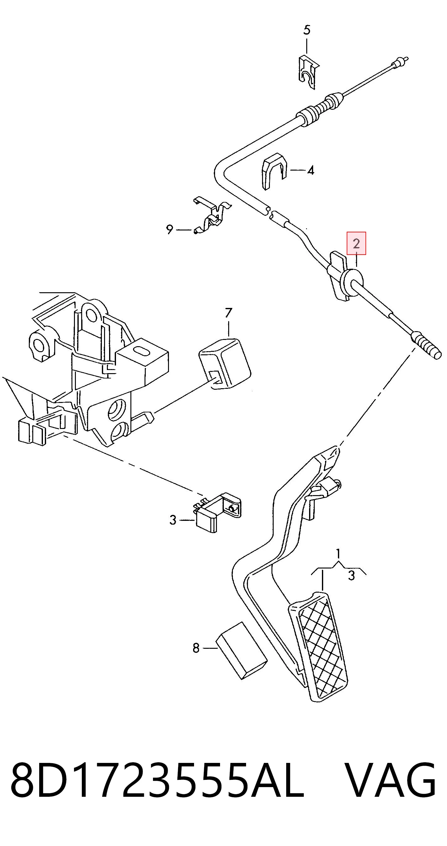 8D1723555AL VAG Cable del acelerador