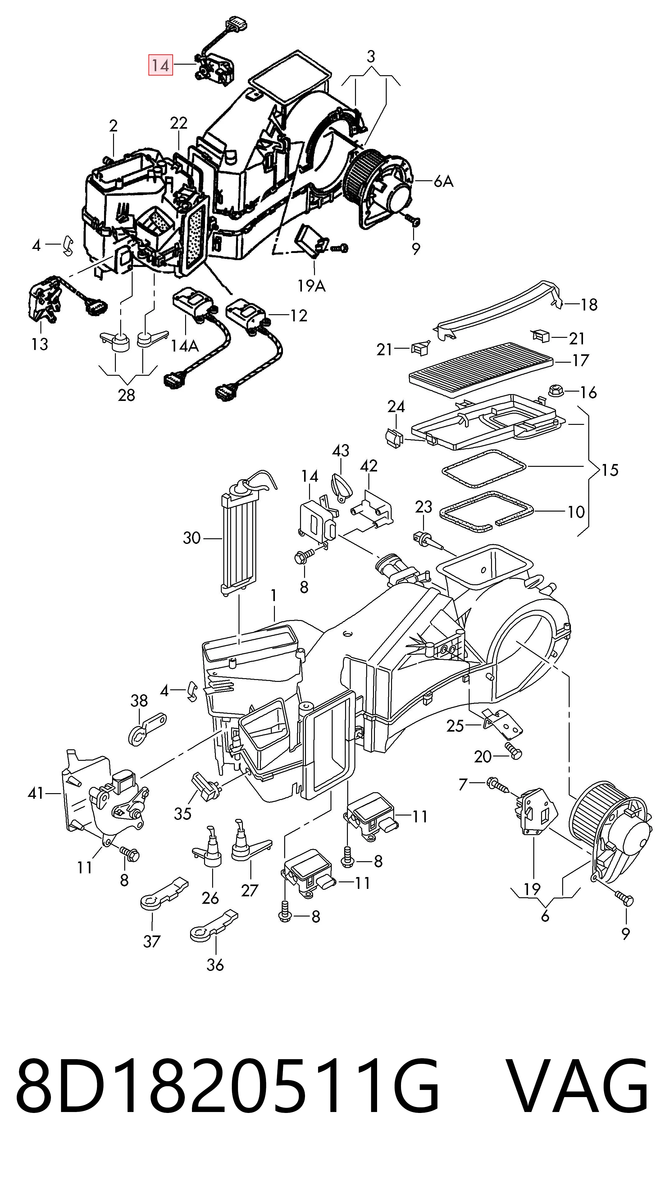 8D1820511G VAG Motor de recirculación de aire