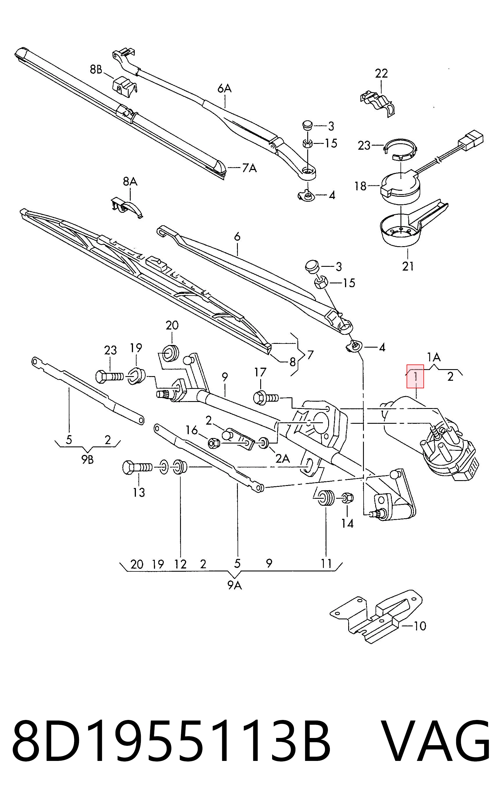 8D1955113B VAG Motor del limpiaparabrisas