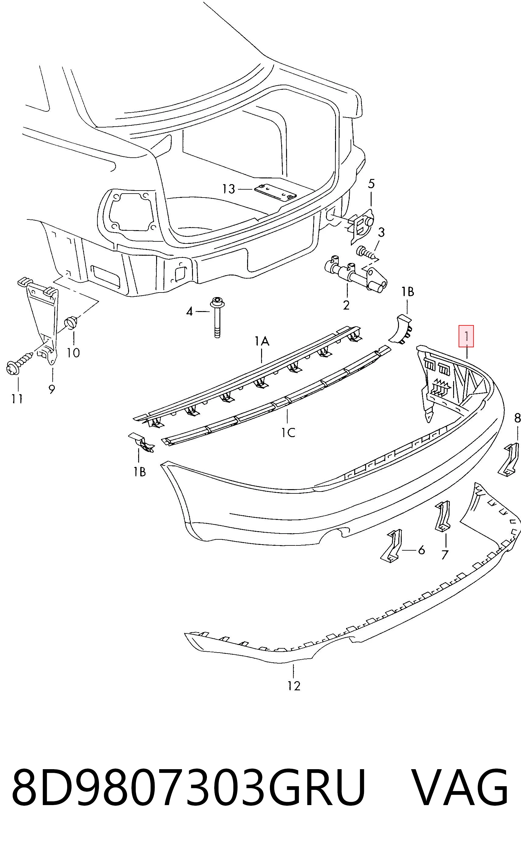 Defensa trasero para Audi A4 Avant B5 8D5