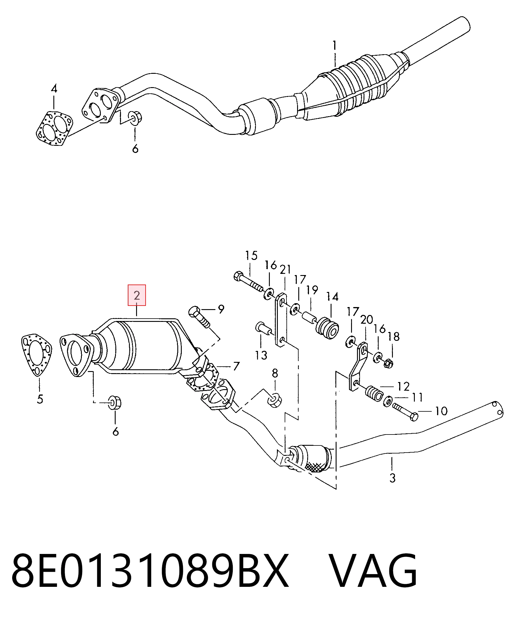 8E0131089BX VAG Catalizador de gasolina y diésel