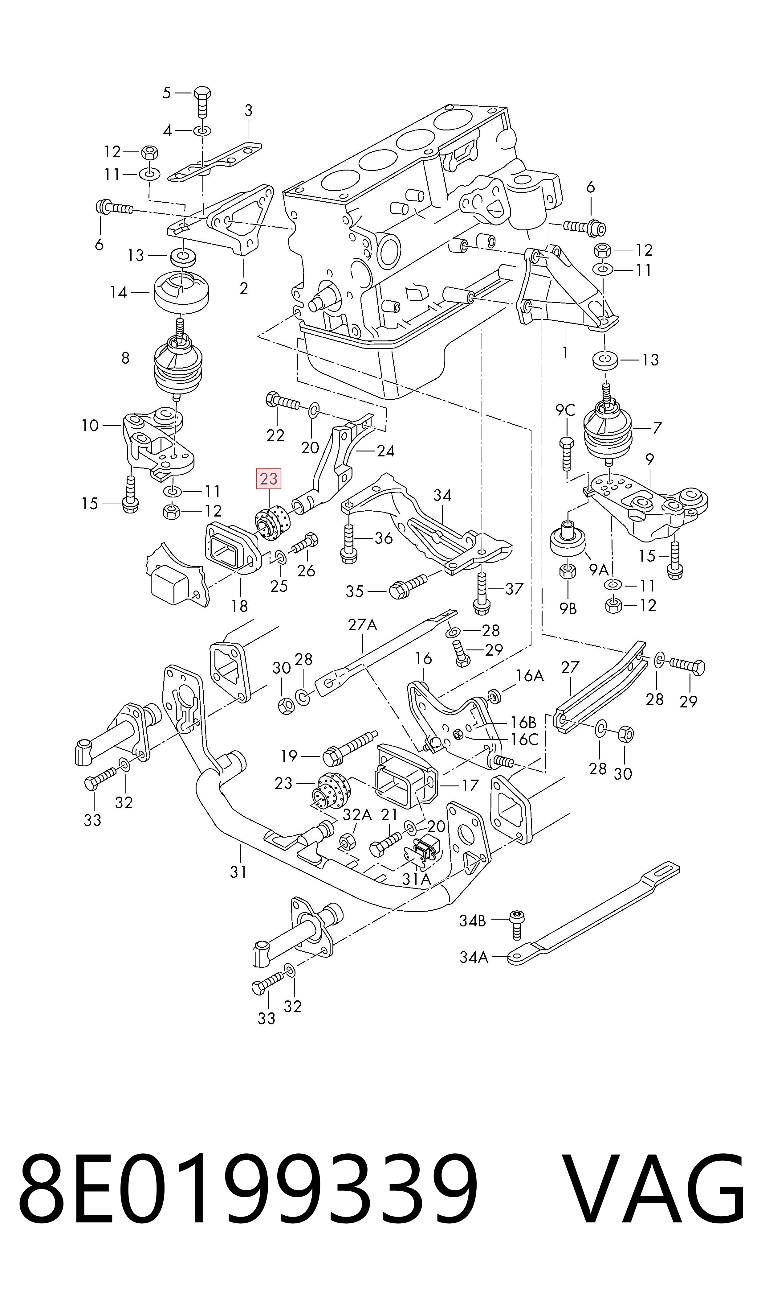 8E0199339 VAG Soportes de motor delantero