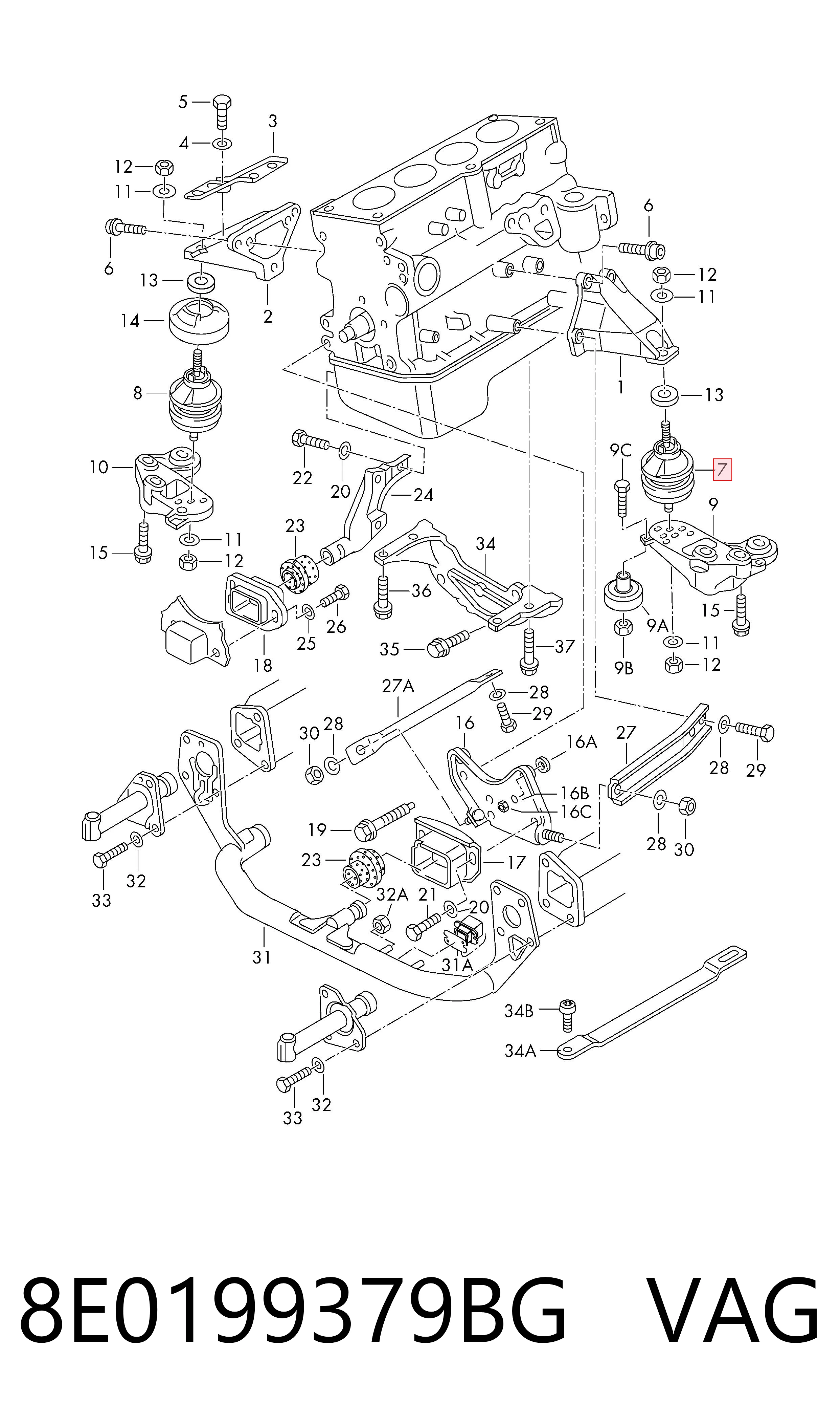 8E0199379BG VAG Soporte de motor izquierdo