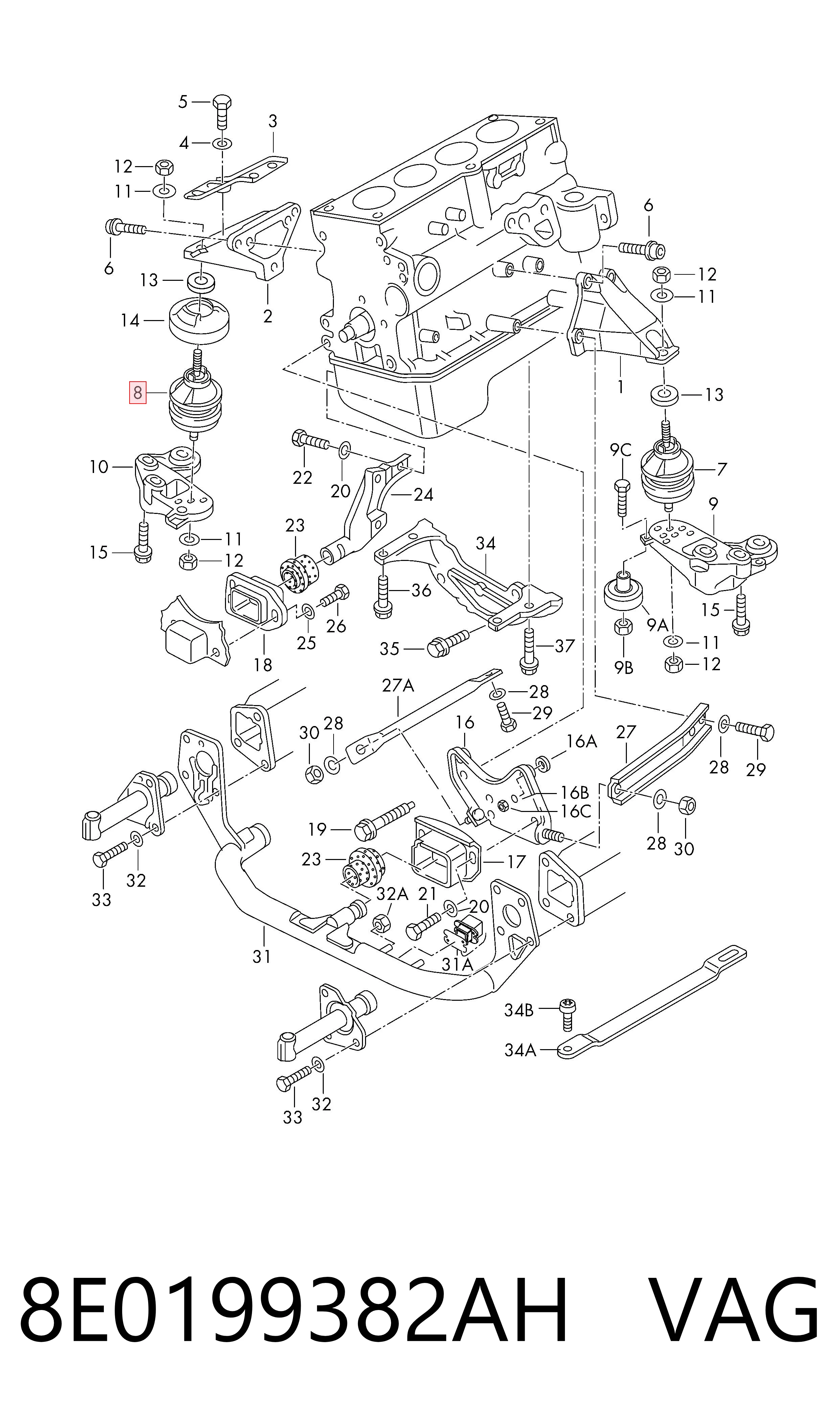 8E0199382AH VAG Soporte de motor derecho