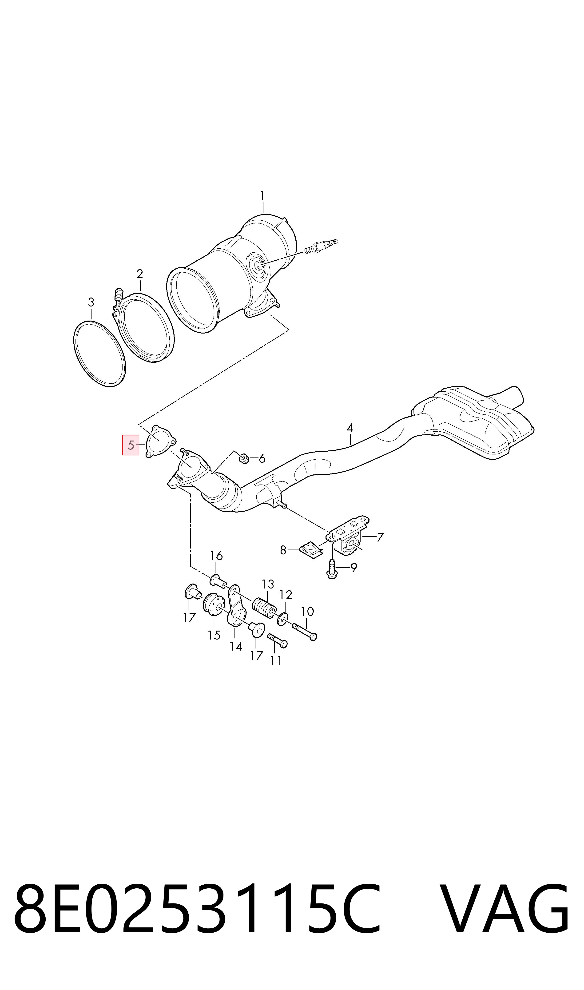 Junta de tubo de escape VAG 8E0253115C precio, desde 10,47 EUR