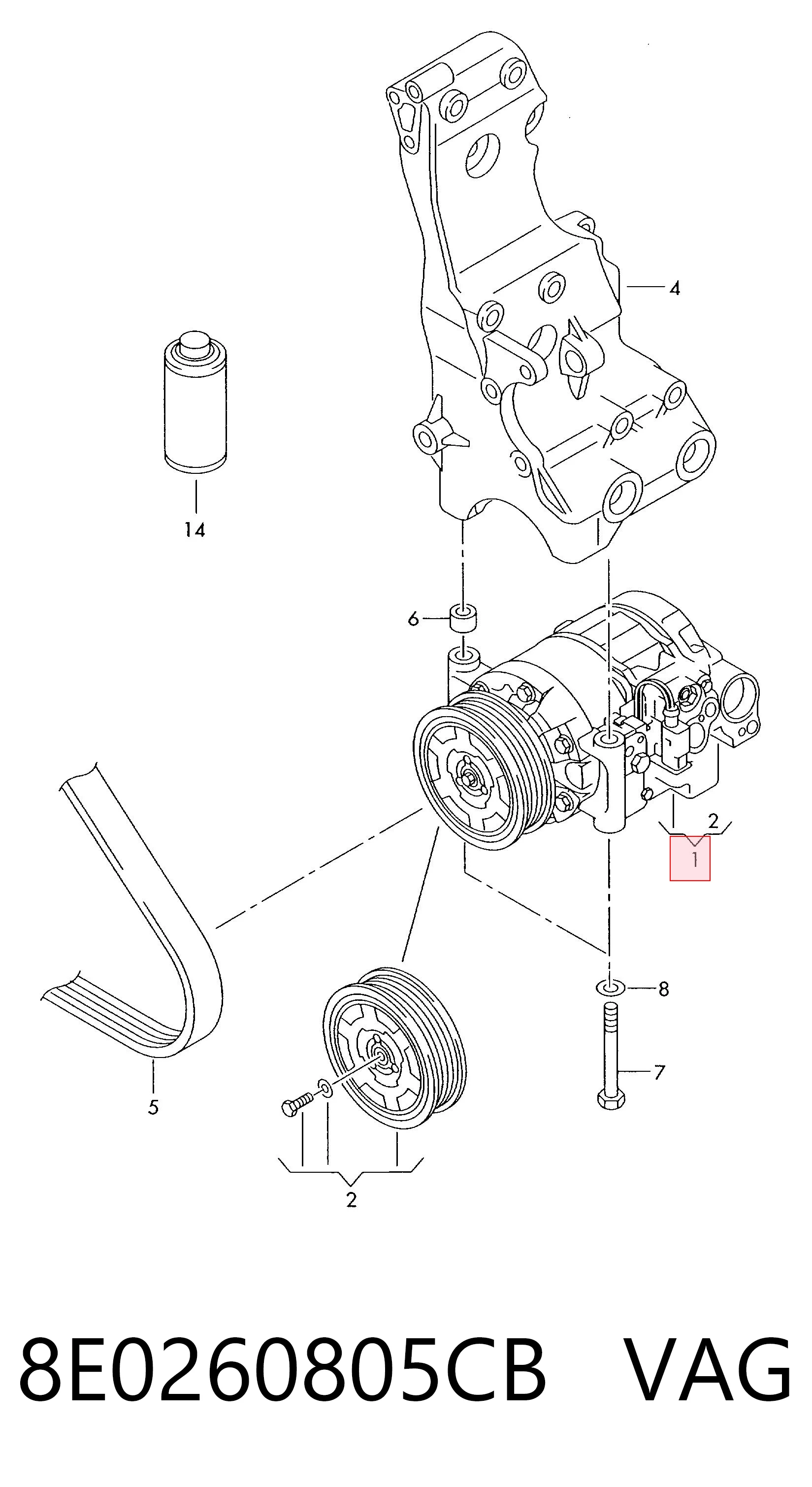 8E0260805CB VAG Compresor climatizador