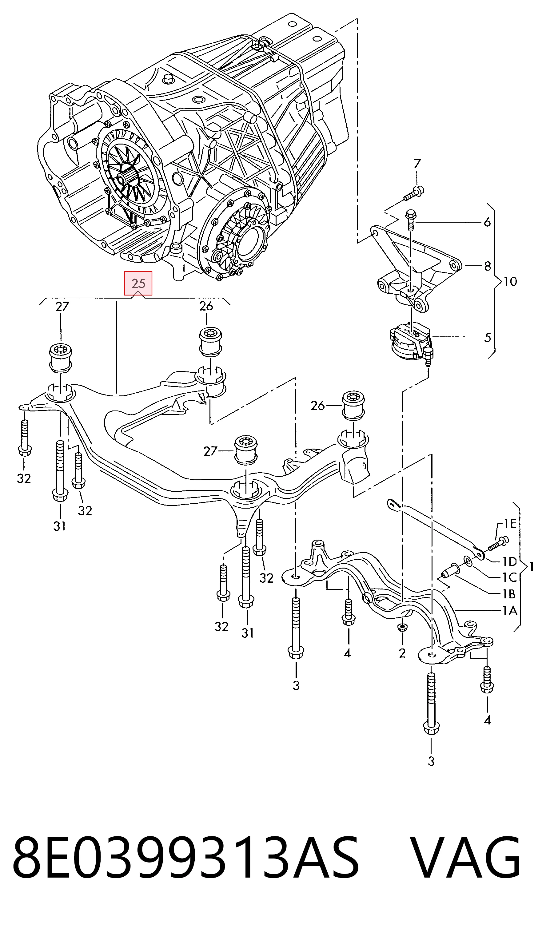 Subchasis delantero Audi A4  (2000-2005)