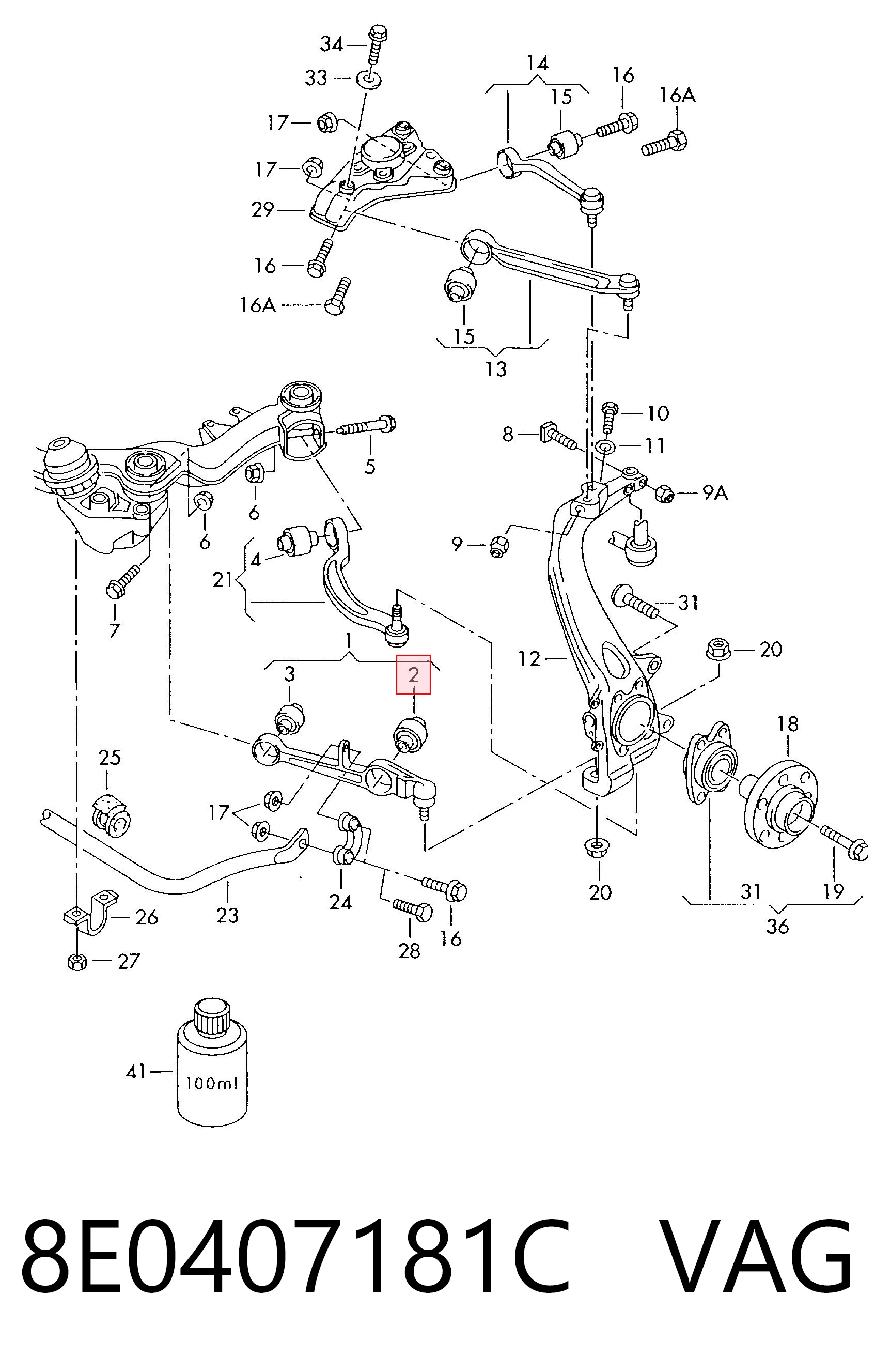 8E0407181C VAG Silentblock de brazo de suspensión delantero inferior