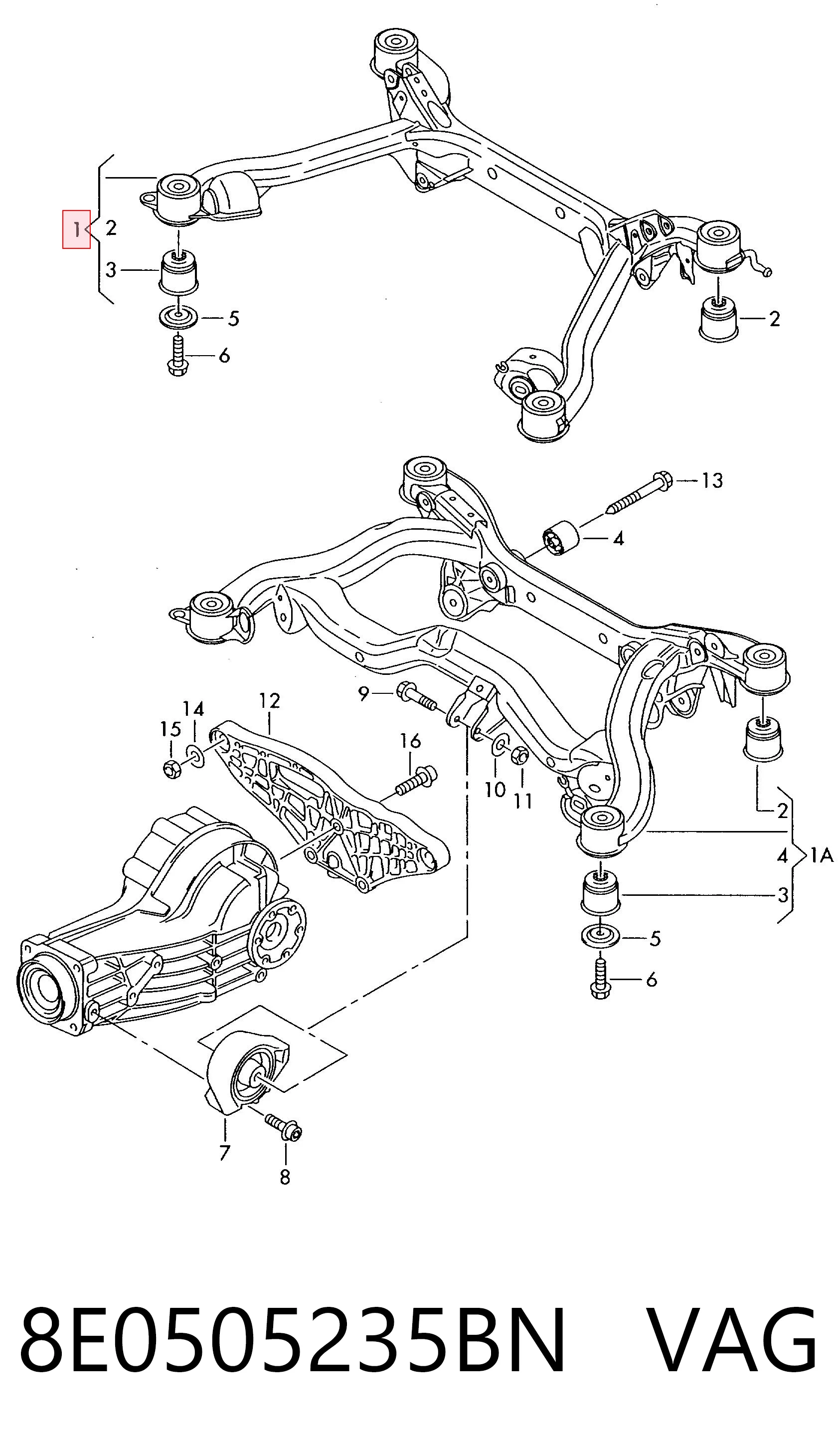 Subchasis trasero Audi A4  (2000-2005)