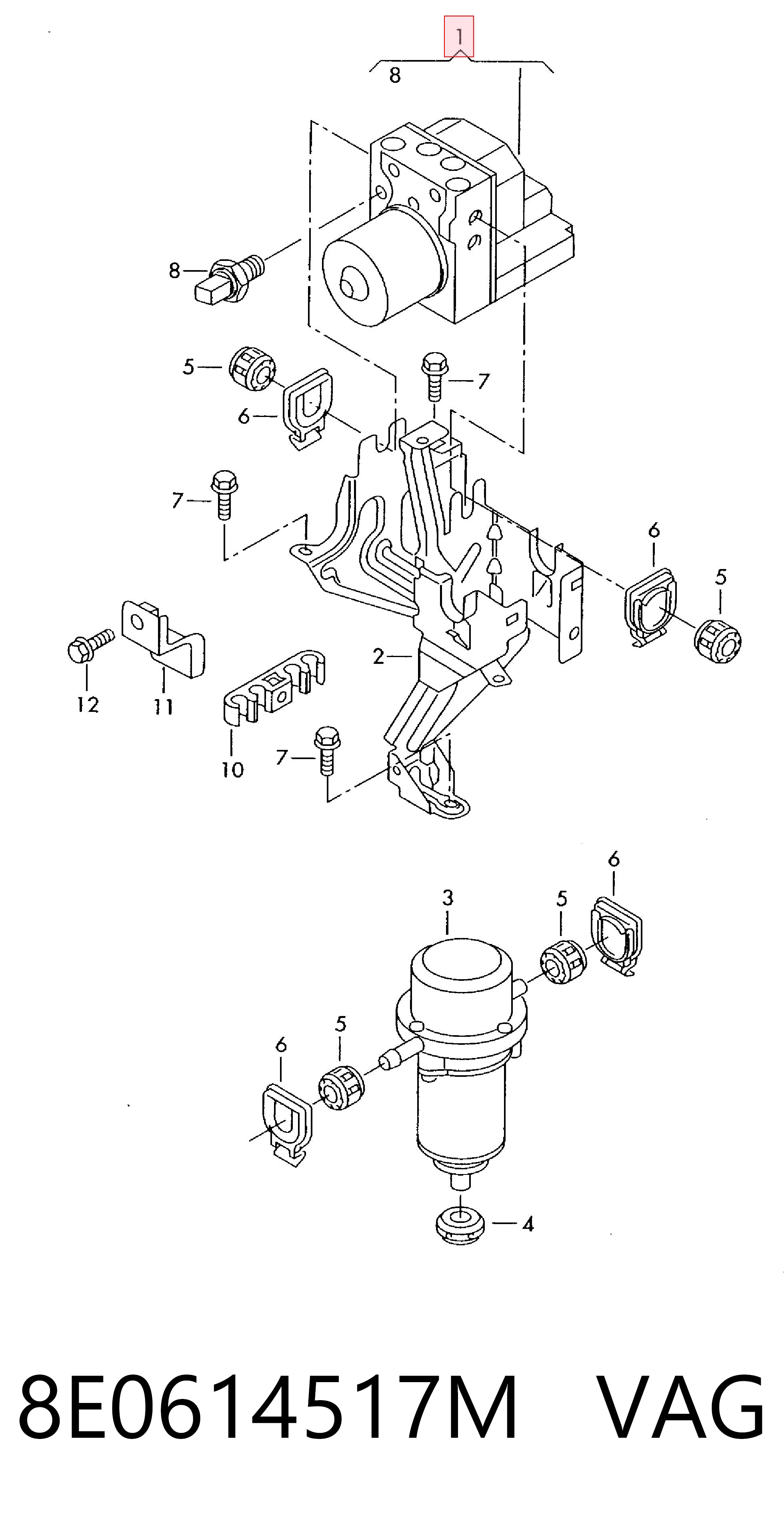 Unidad de control ABS hidráulico para Audi A4 B6 8H7