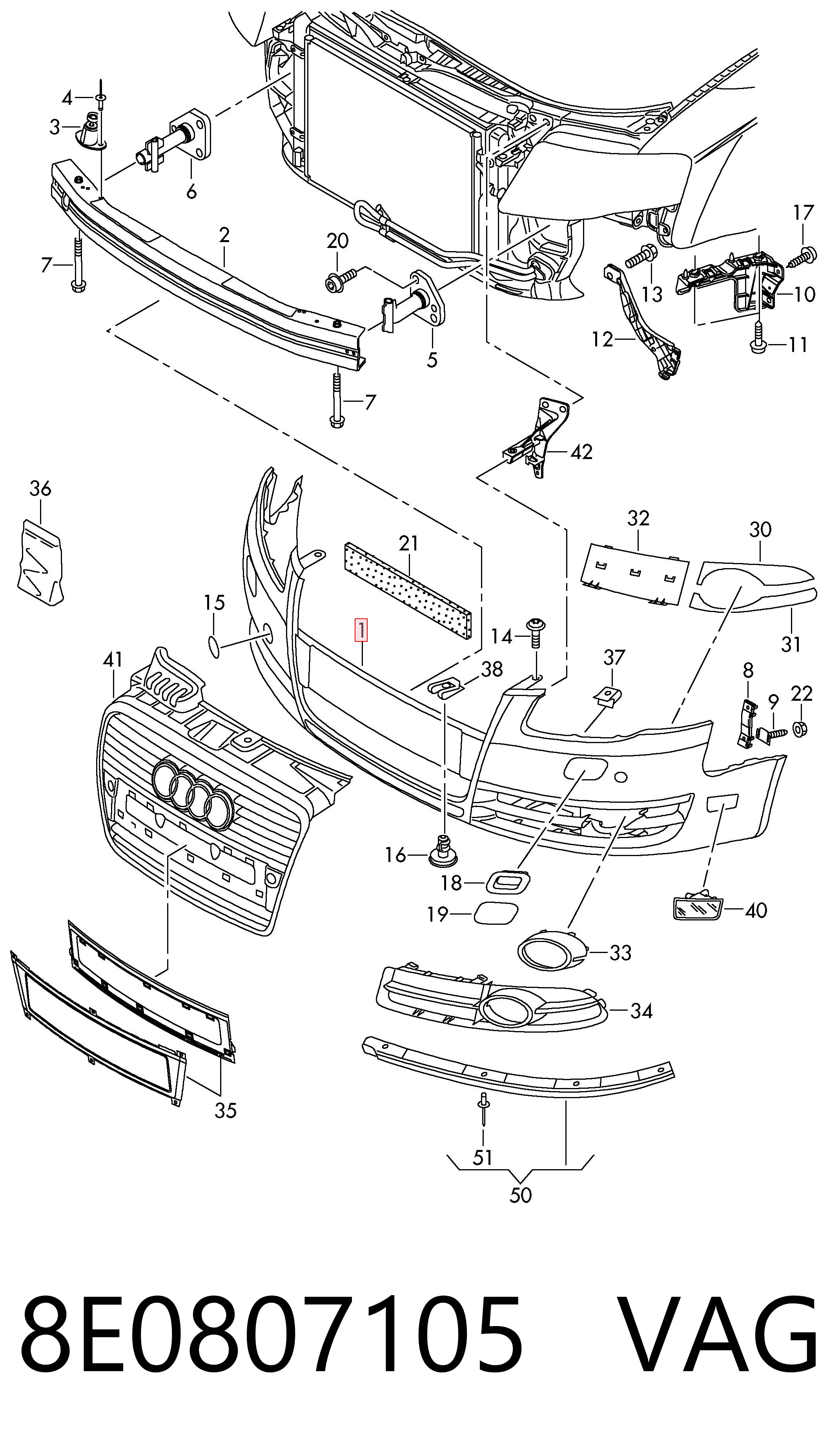 Paragolpes para Audi A4 8H7