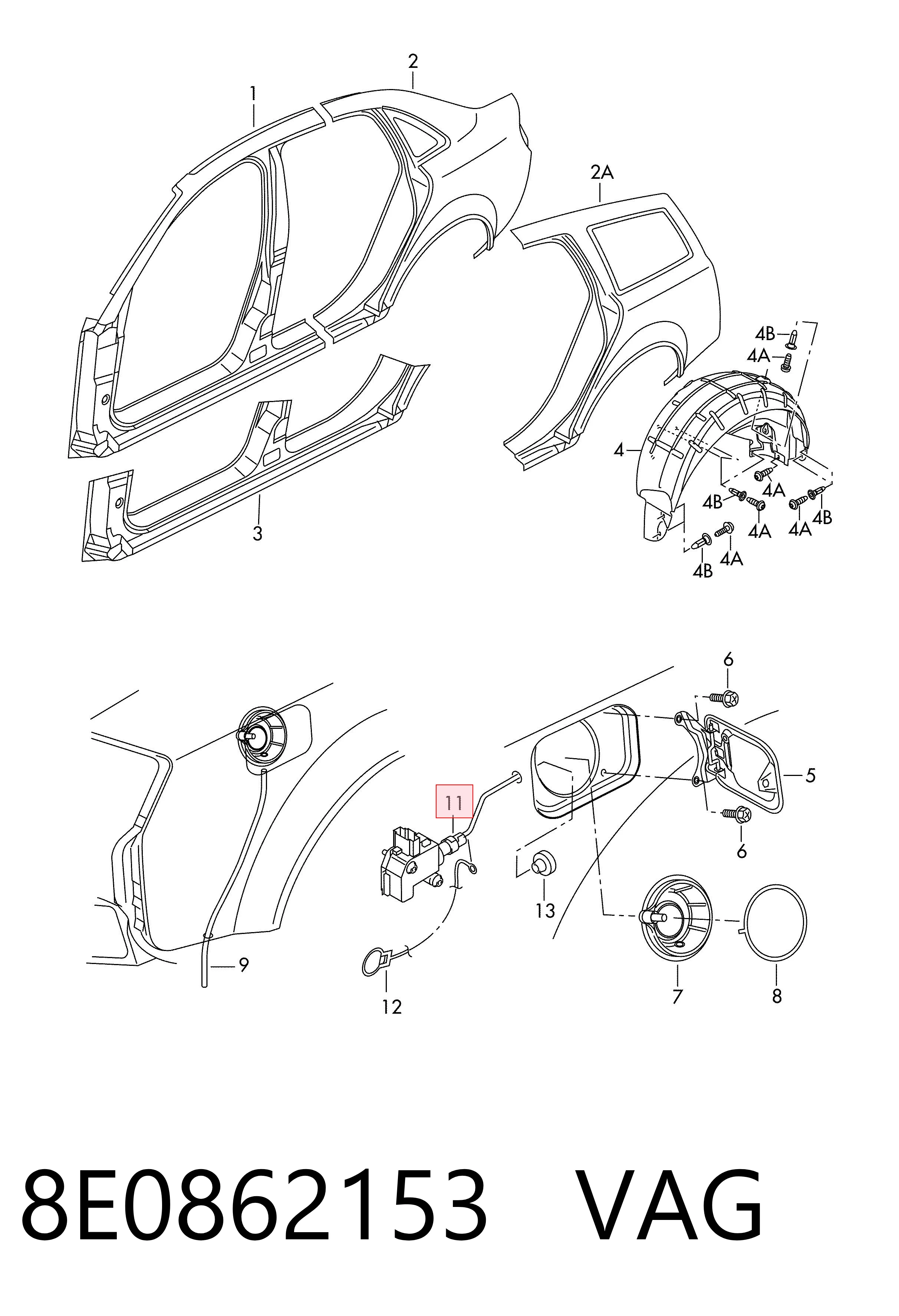 Motor apertura de tapa combustible para Audi A4 B6 8E2