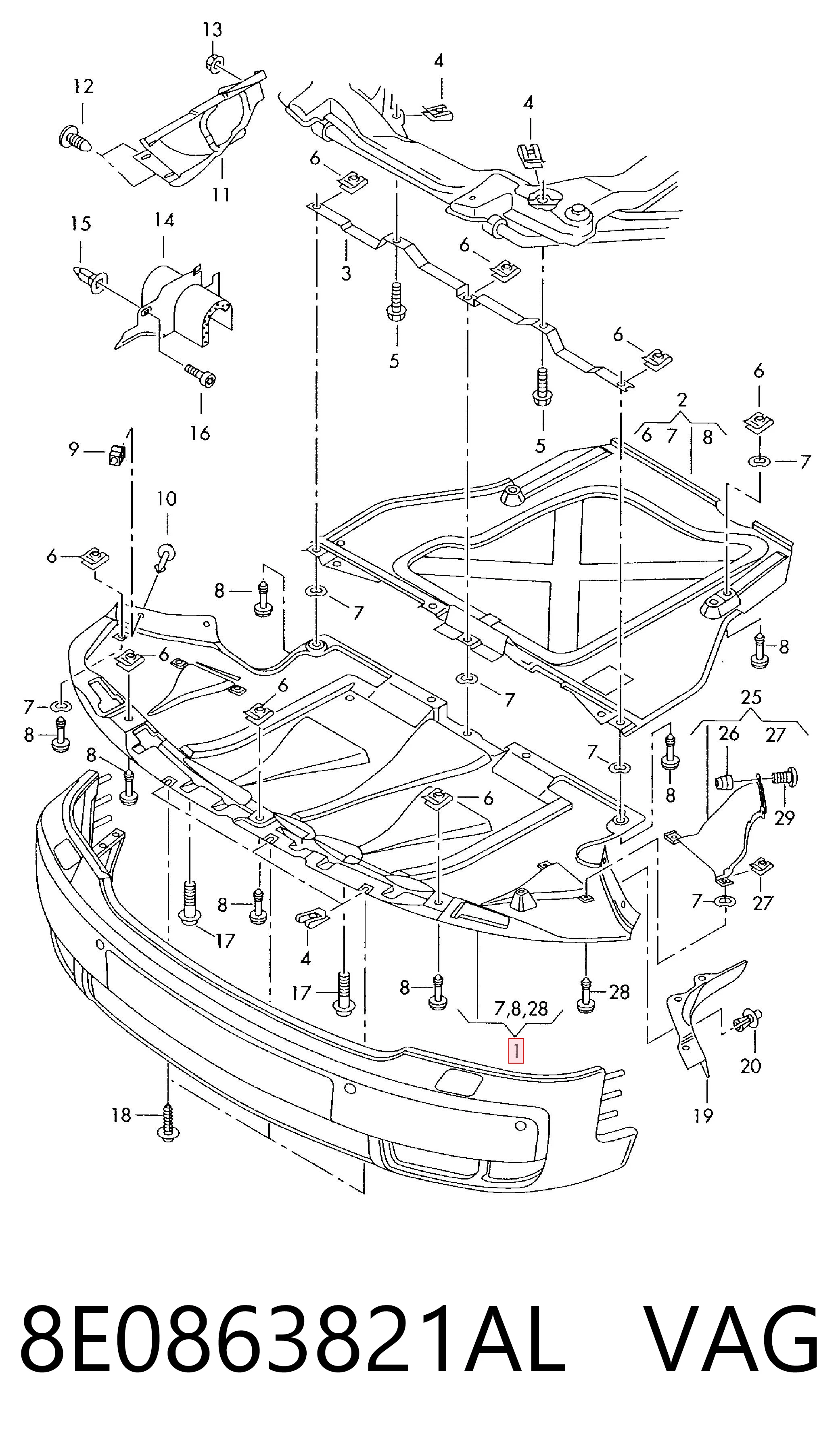 Protección motor / empotramiento para Audi A4 B6 8E2
