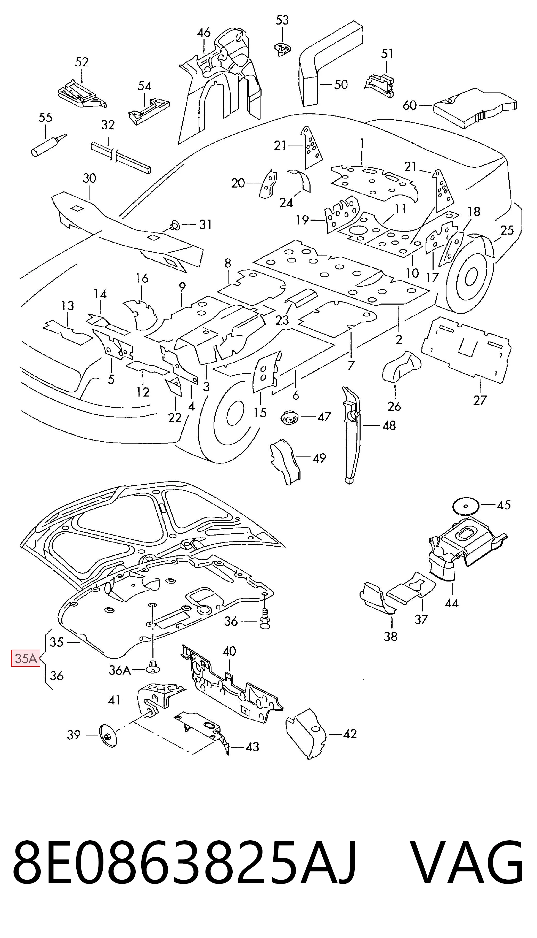 Aislamiento del Capó para Audi A4 8EC