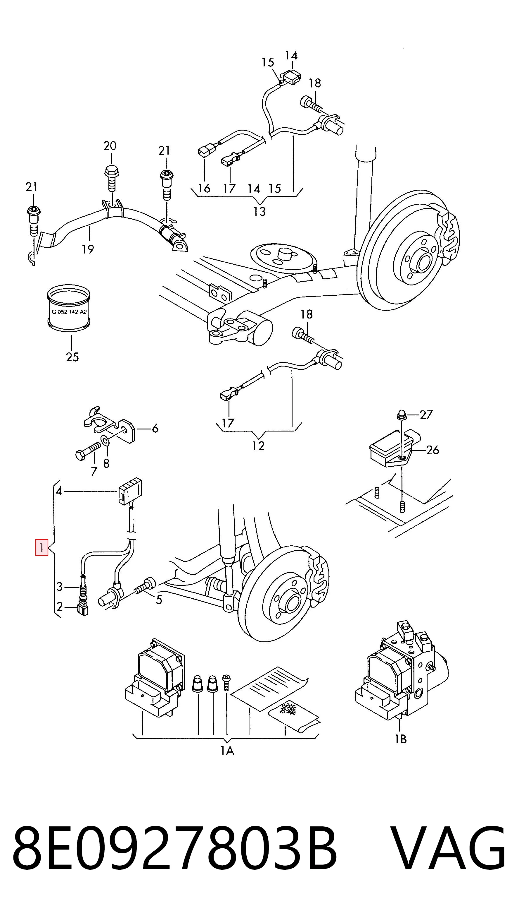 8E0927803B VAG Sensor de rueda abs