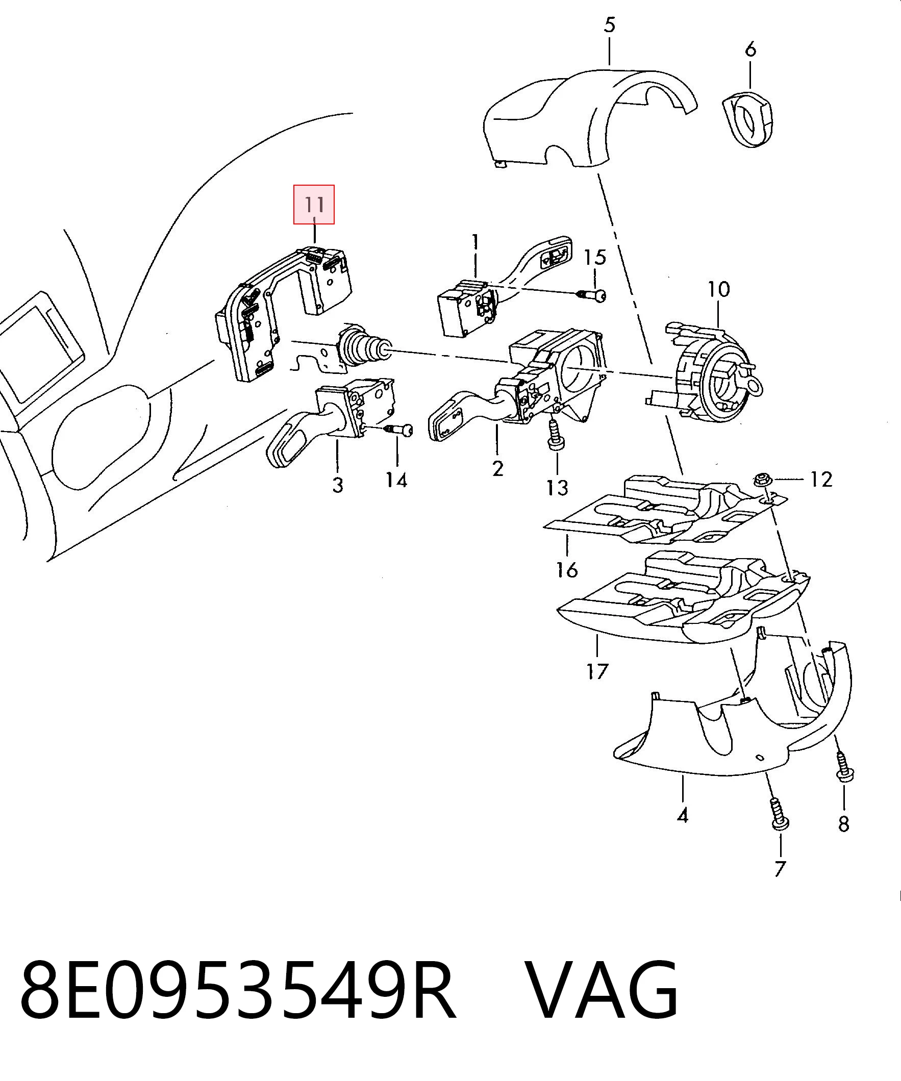 Módulo de control de interruptores de la columna de dirección VAG 8E0953549R precio, desde 71,21 EUR