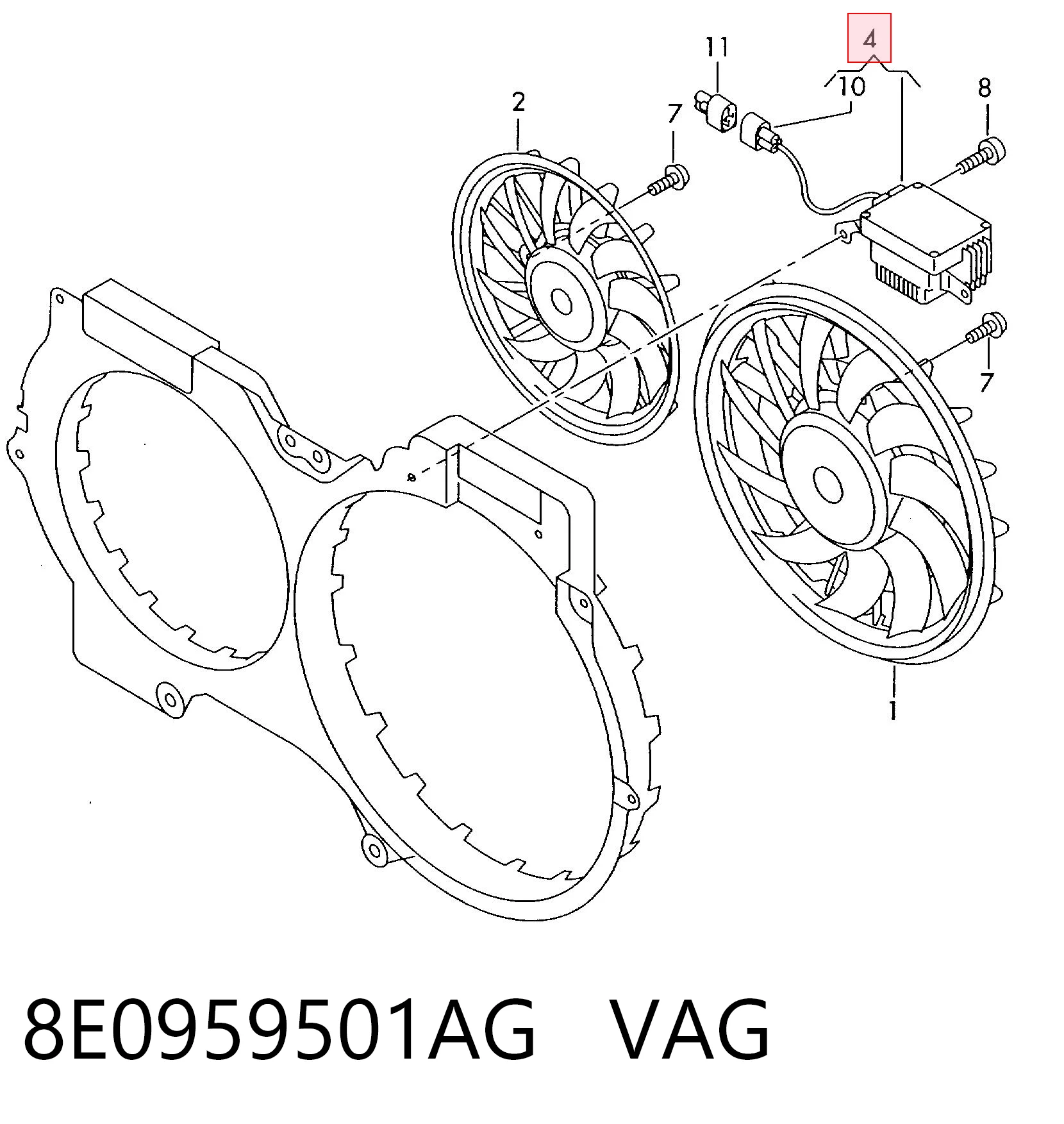 8E0959501AG VAG Regulador de velocidad del ventilador de refrigeración (unidad de control)